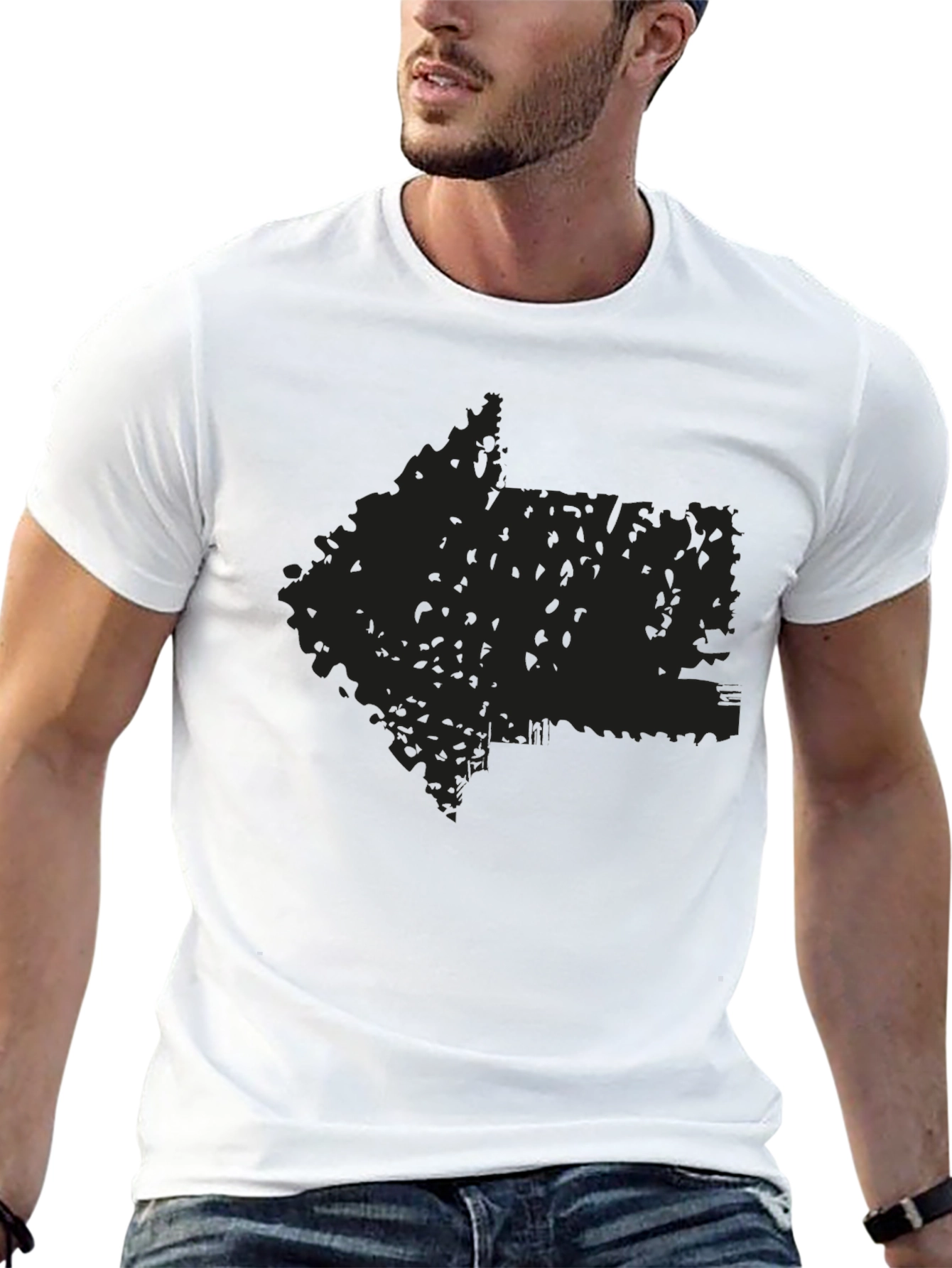 Black Men's Black Graphic Print Casual T-Shirt view 13