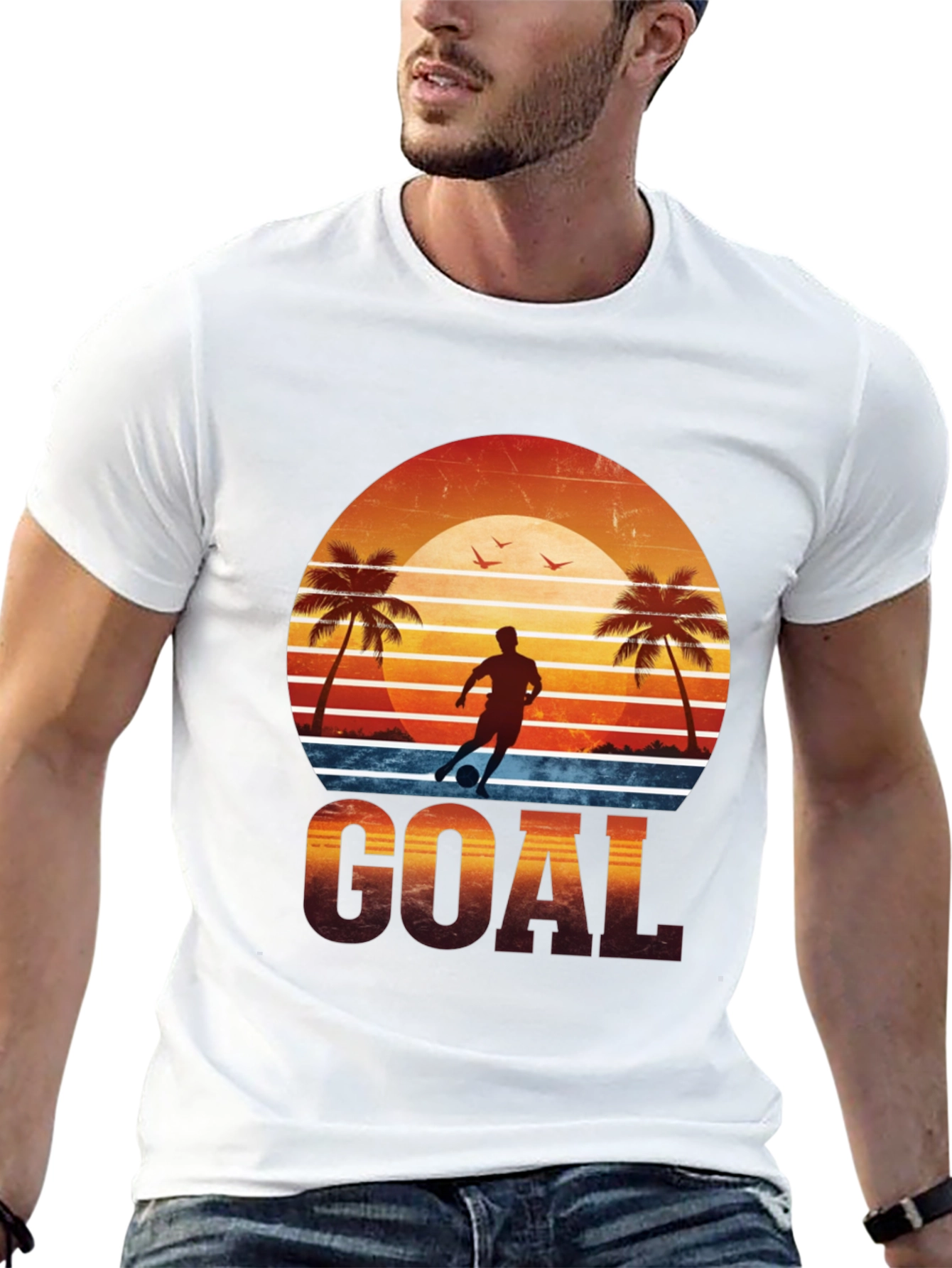 Black Goal Graphic Tee - Soccer Beach Design view 13