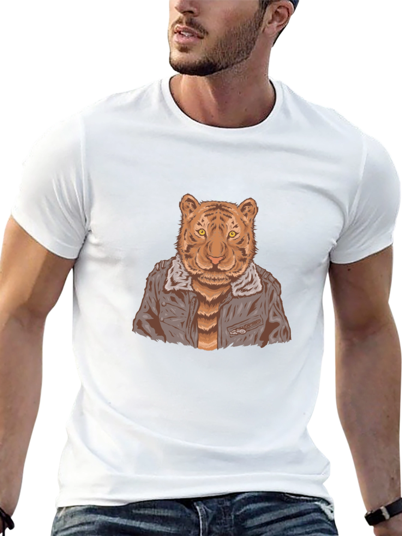 Black Tiger in Jacket Graphic Tee view 13