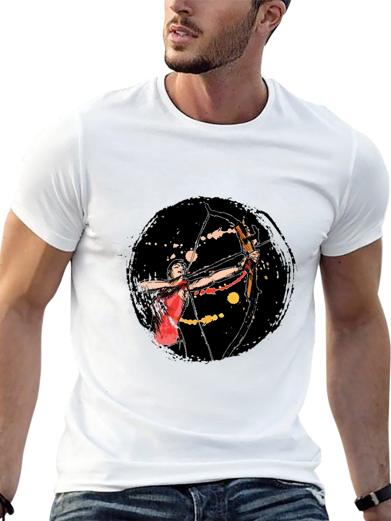 Black Archery T-Shirt: Black Cotton Archer Tee view 13