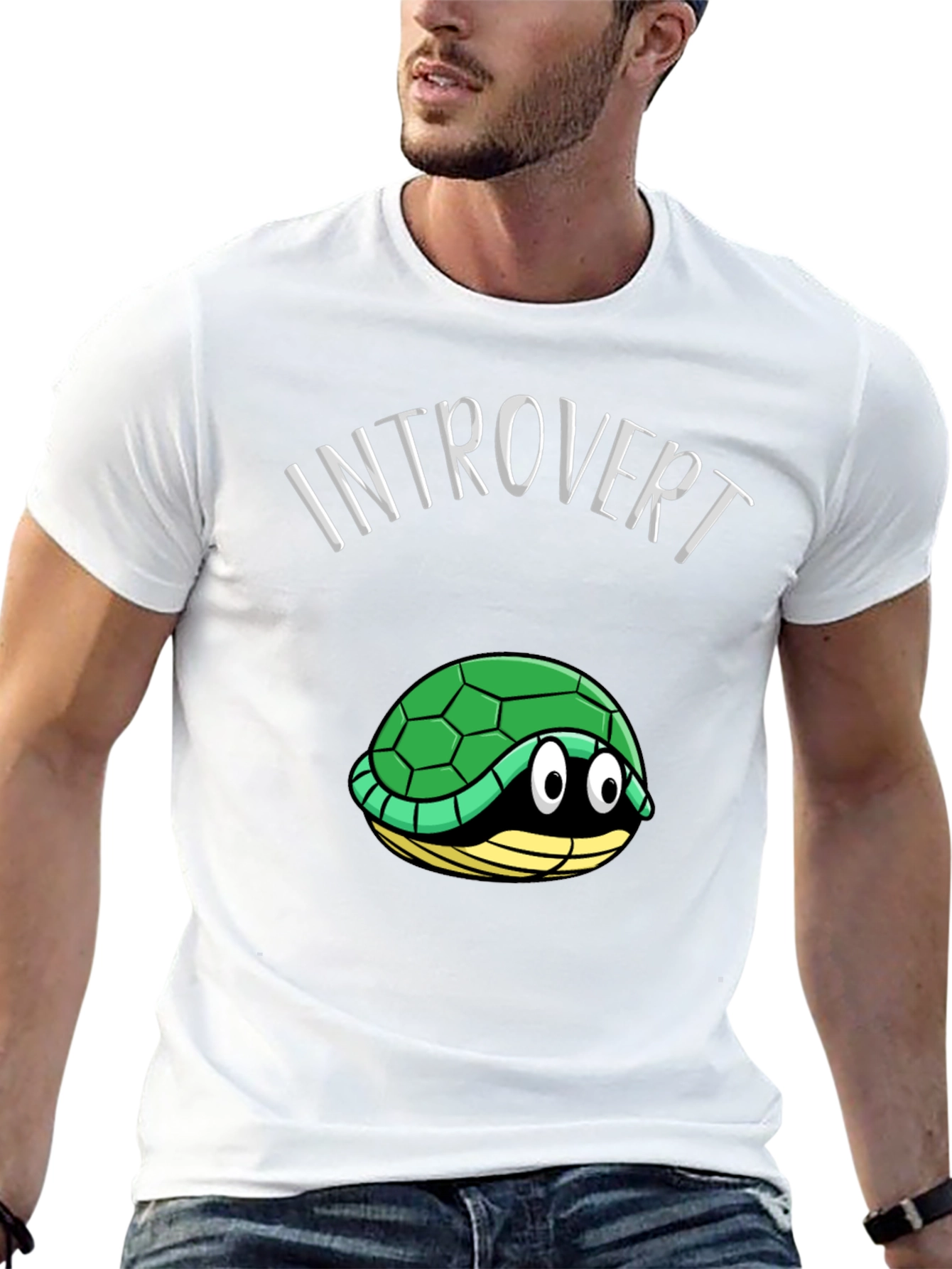 Black Introvert Turtle T-Shirt Funny Graphic Tee view 13