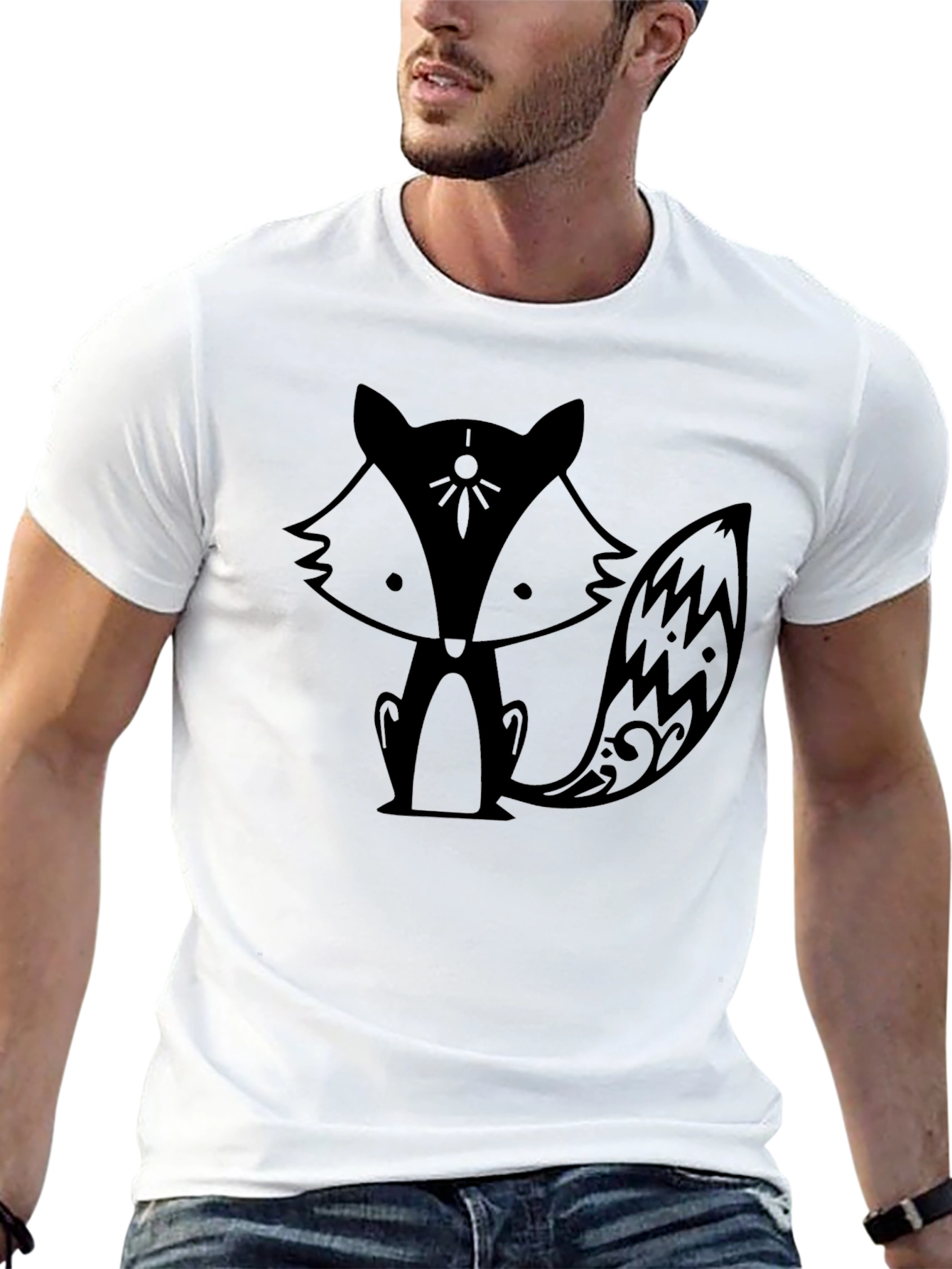 Black Fox Graphic Print Black T-Shirt view 13