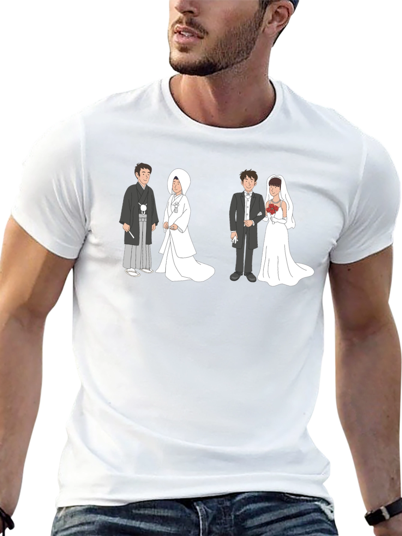 Black Wedding Couple Graphic Tee - Unique Design view 13