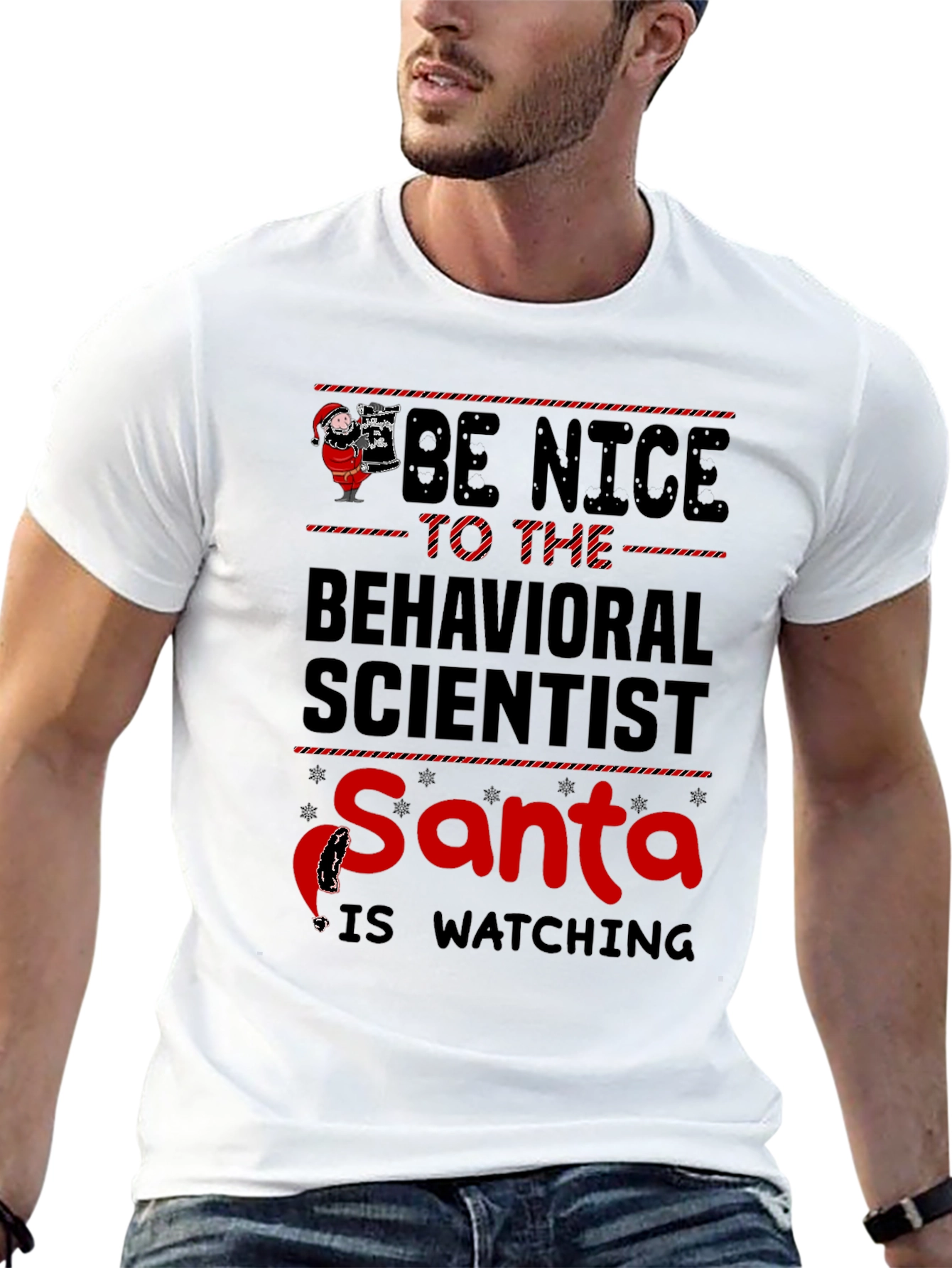 Black Be Nice To The Behavioral Scientist Santa T-Shirt view 13