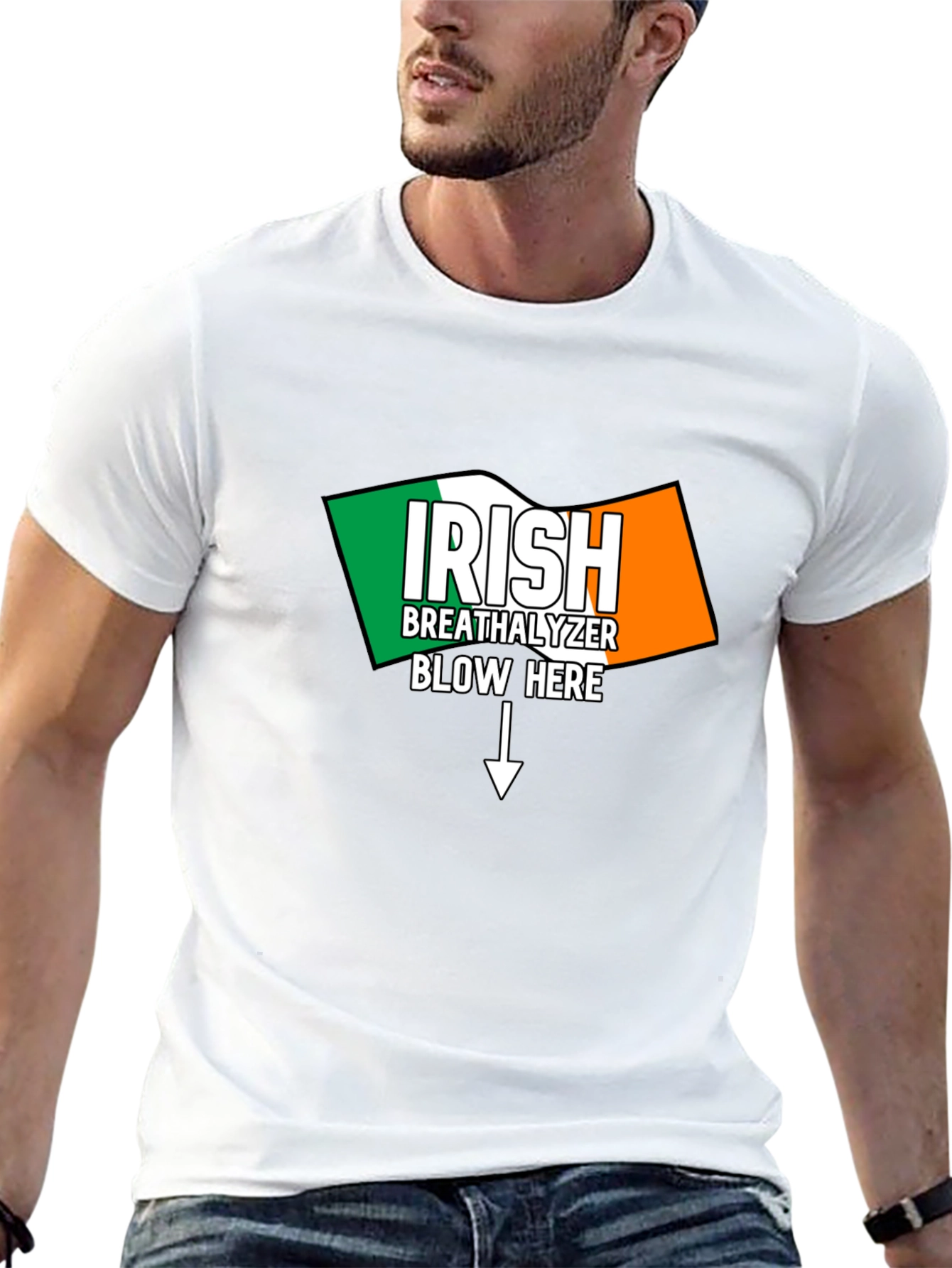 Black Irish Breathalyzer Blow Here T-Shirt view 13