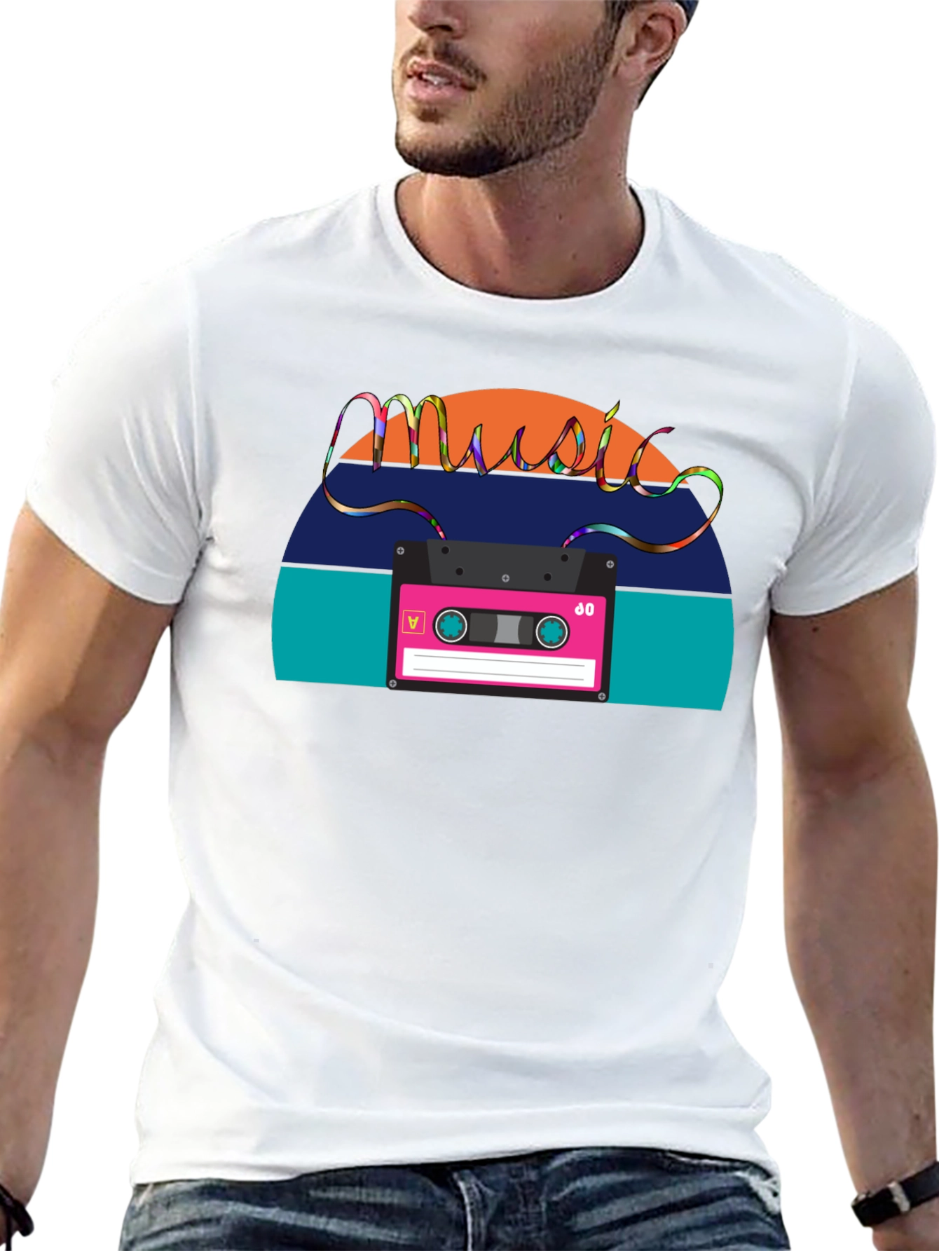 Black Retro Music Cassette T-Shirt - Vintage 80s Style view 13