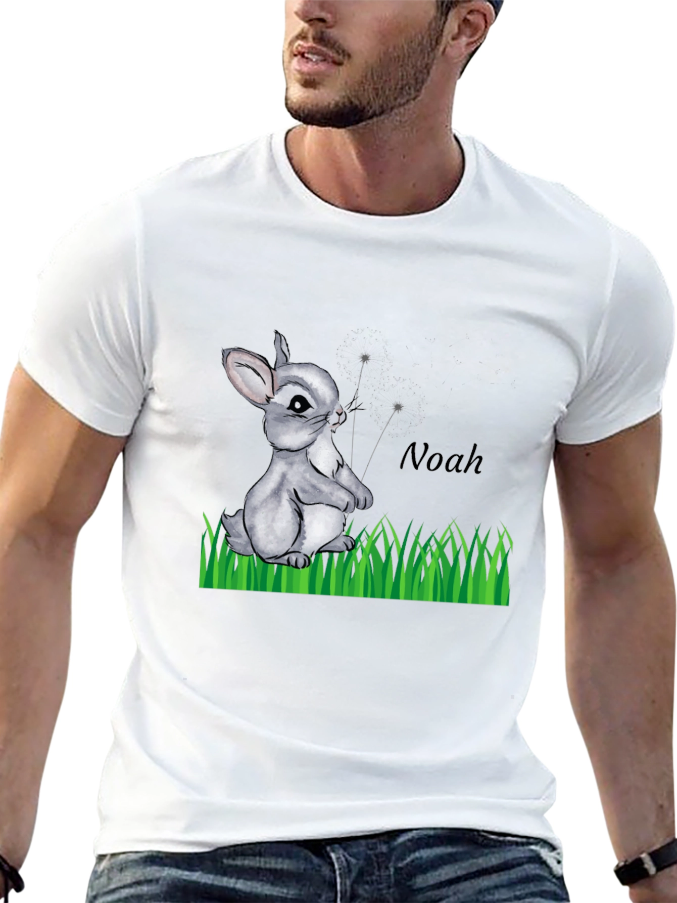 Black Cute Bunny Graphic Tee - "Noah" view 13