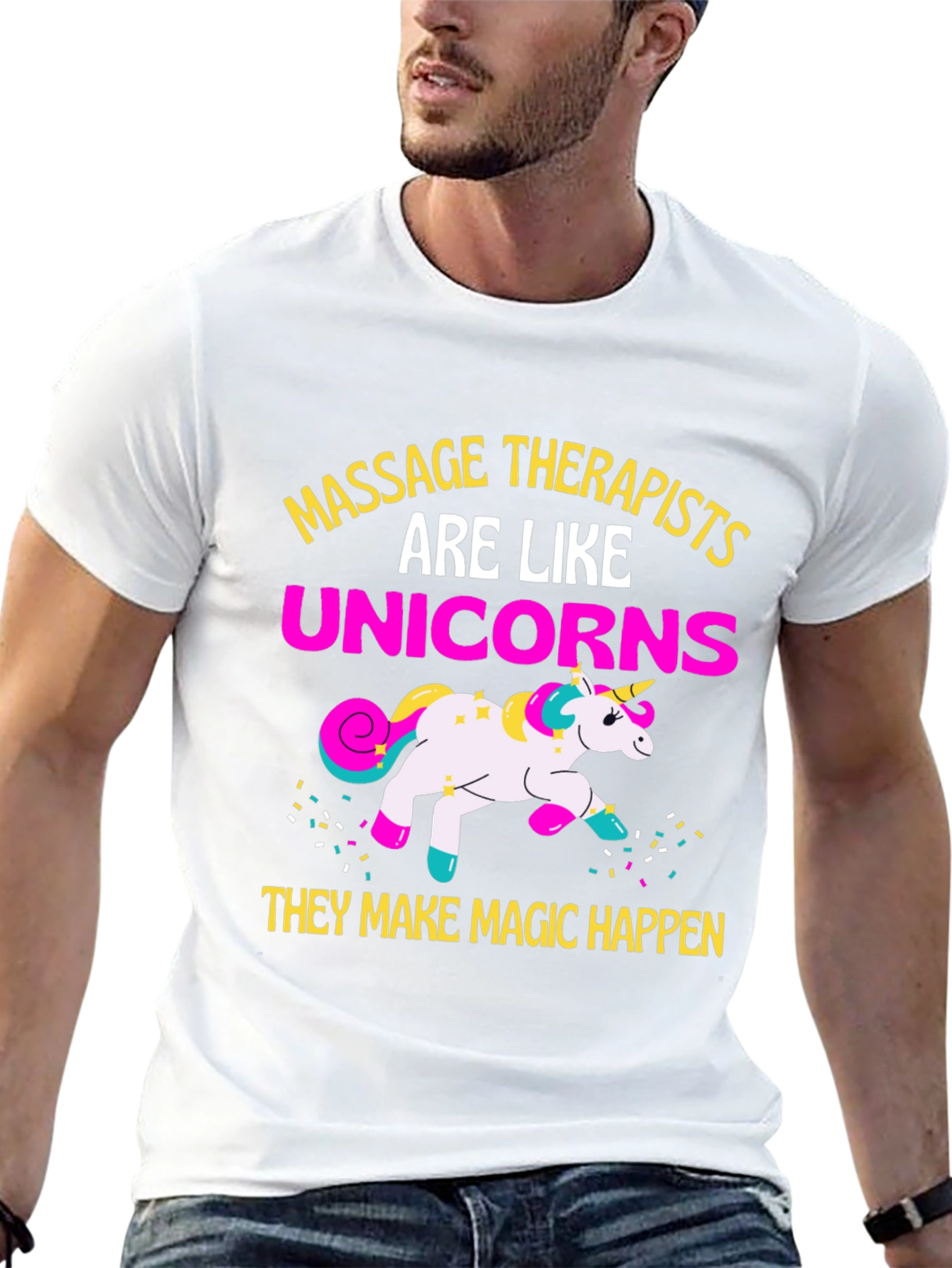 Black Massage Therapists Unicorns Funny Graphic T-Shirt view 13