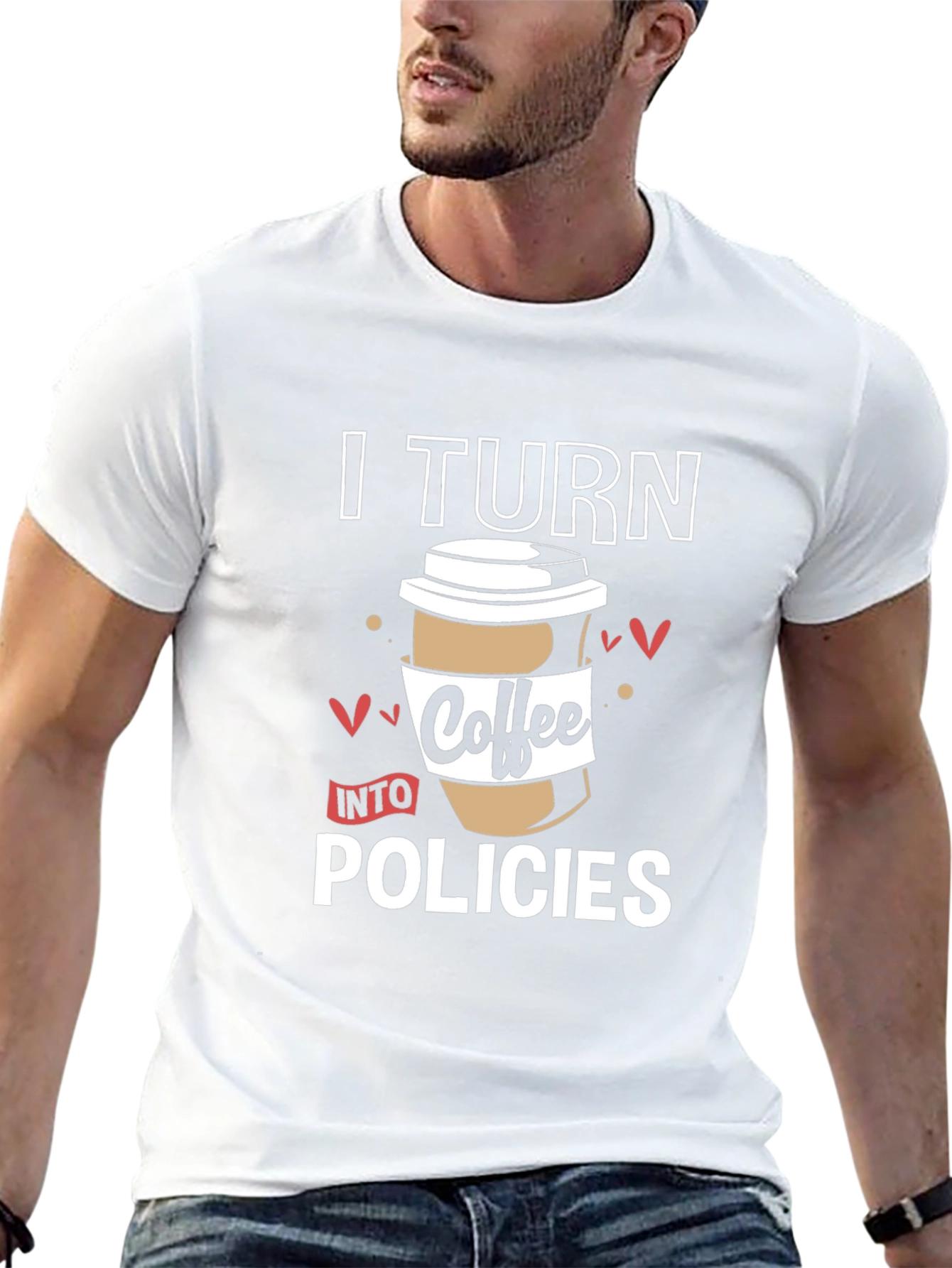 Black I Turn Coffee Into Policies Graphic T-Shirt view 13