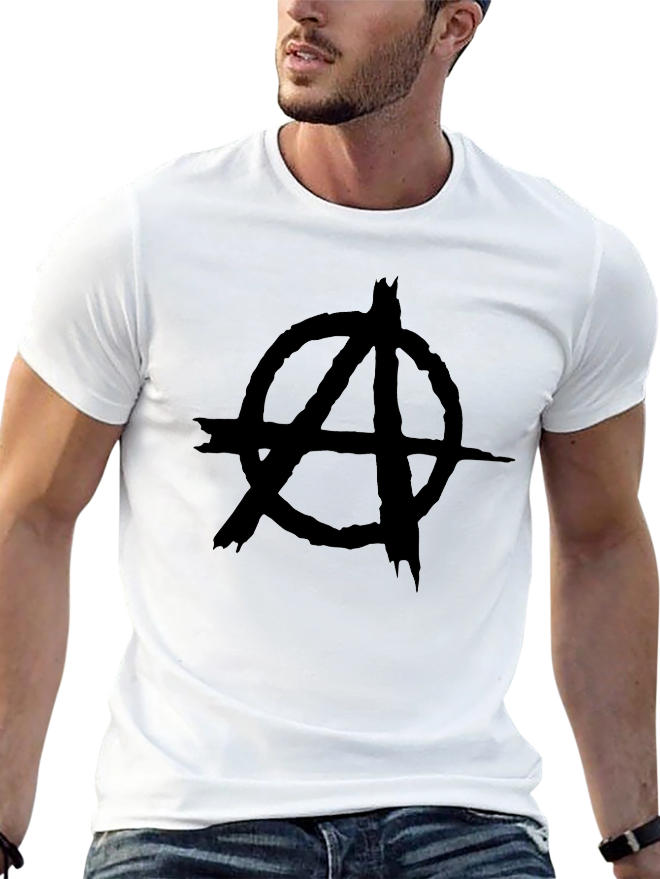 Black Anarchy Symbol Black Graphic Tee - Mens view 13