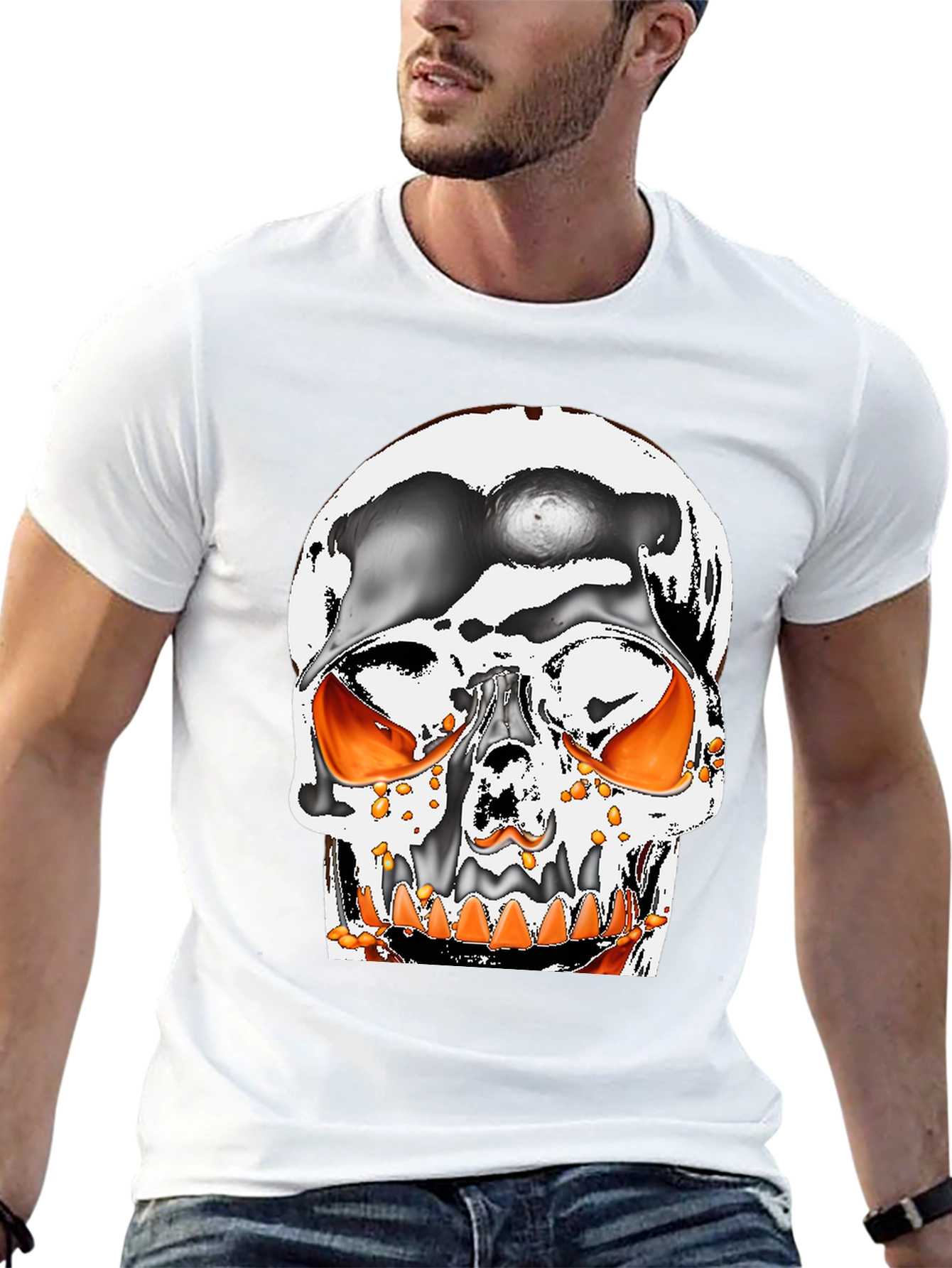 Black Skull Graphic Tee - Halloween Ready view 13