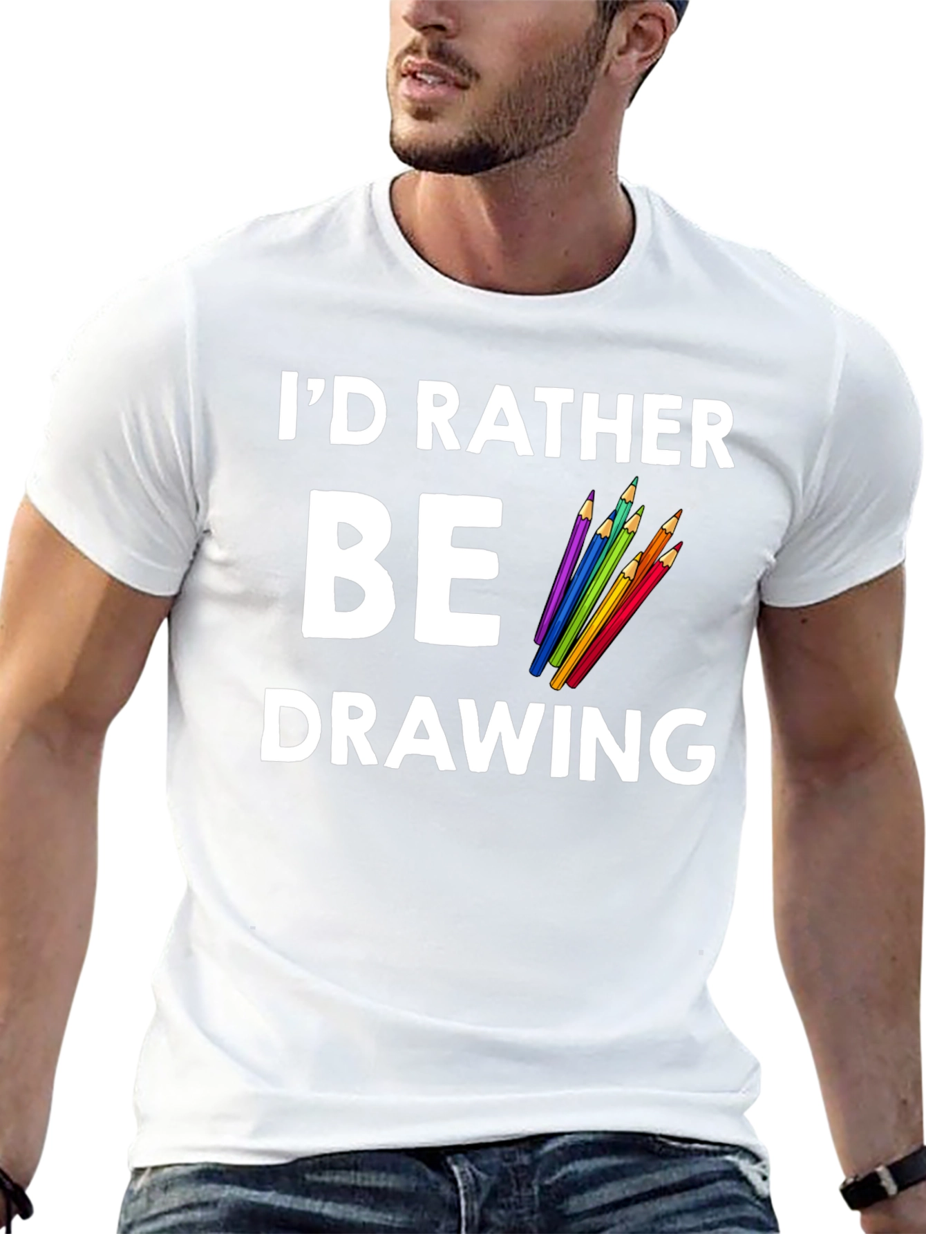 Black I'd Rather Be Drawing Graphic Tee view 13