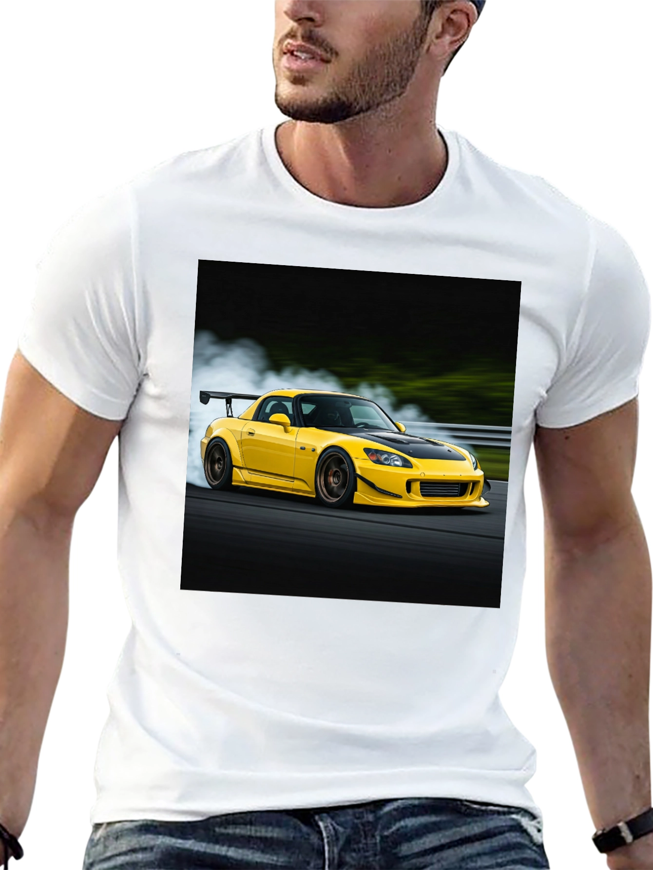Black Yellow Car Graphic Tee - Black Cotton Blend view 13