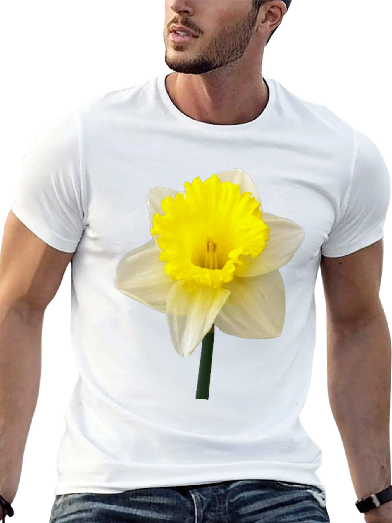 Daffodil Flower Graphic T-Shirt - Black Casual Tee - 13