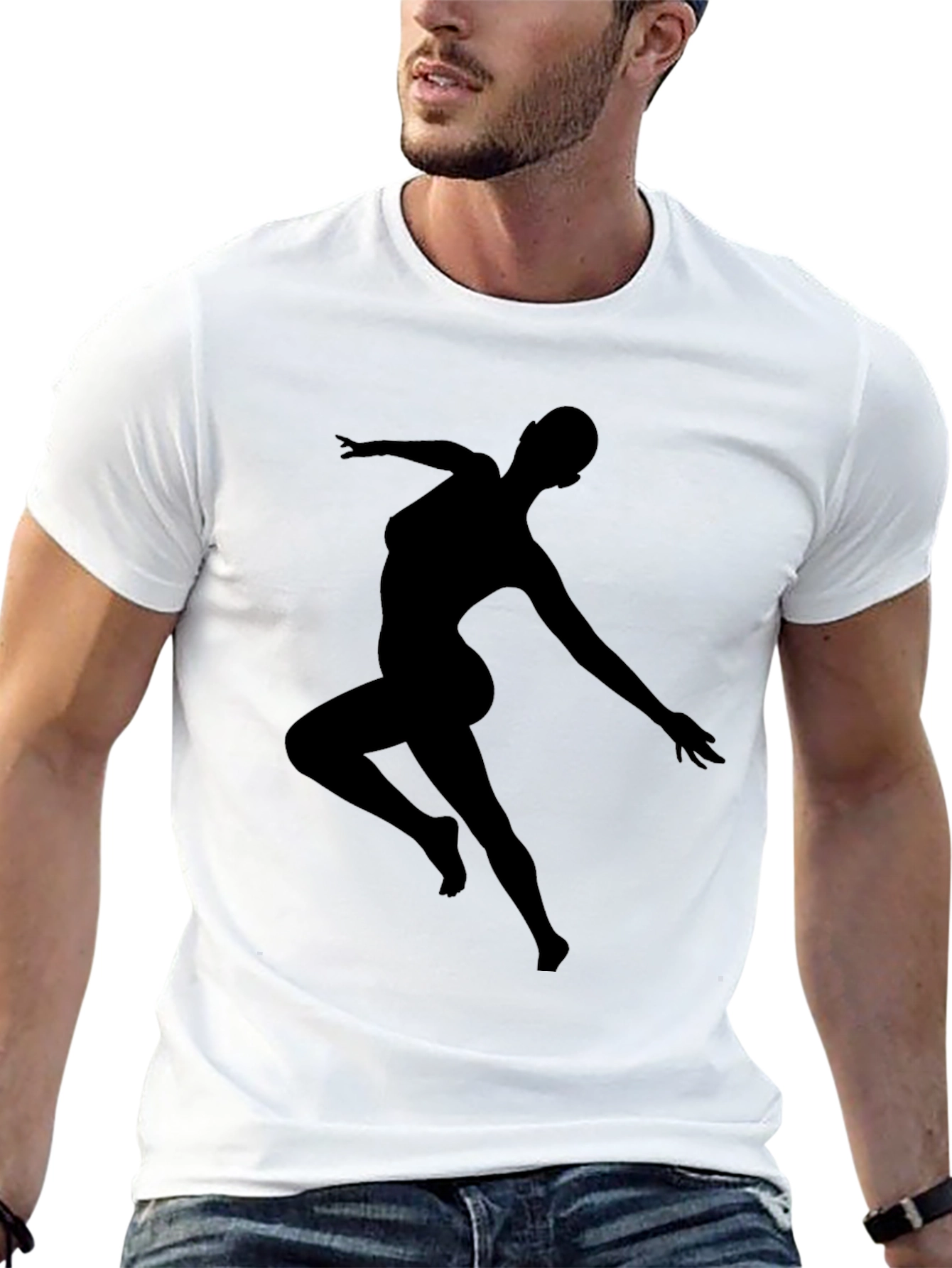 Black Silhouette Dancer Graphic Tee - Black Casual T-Shirt view 13