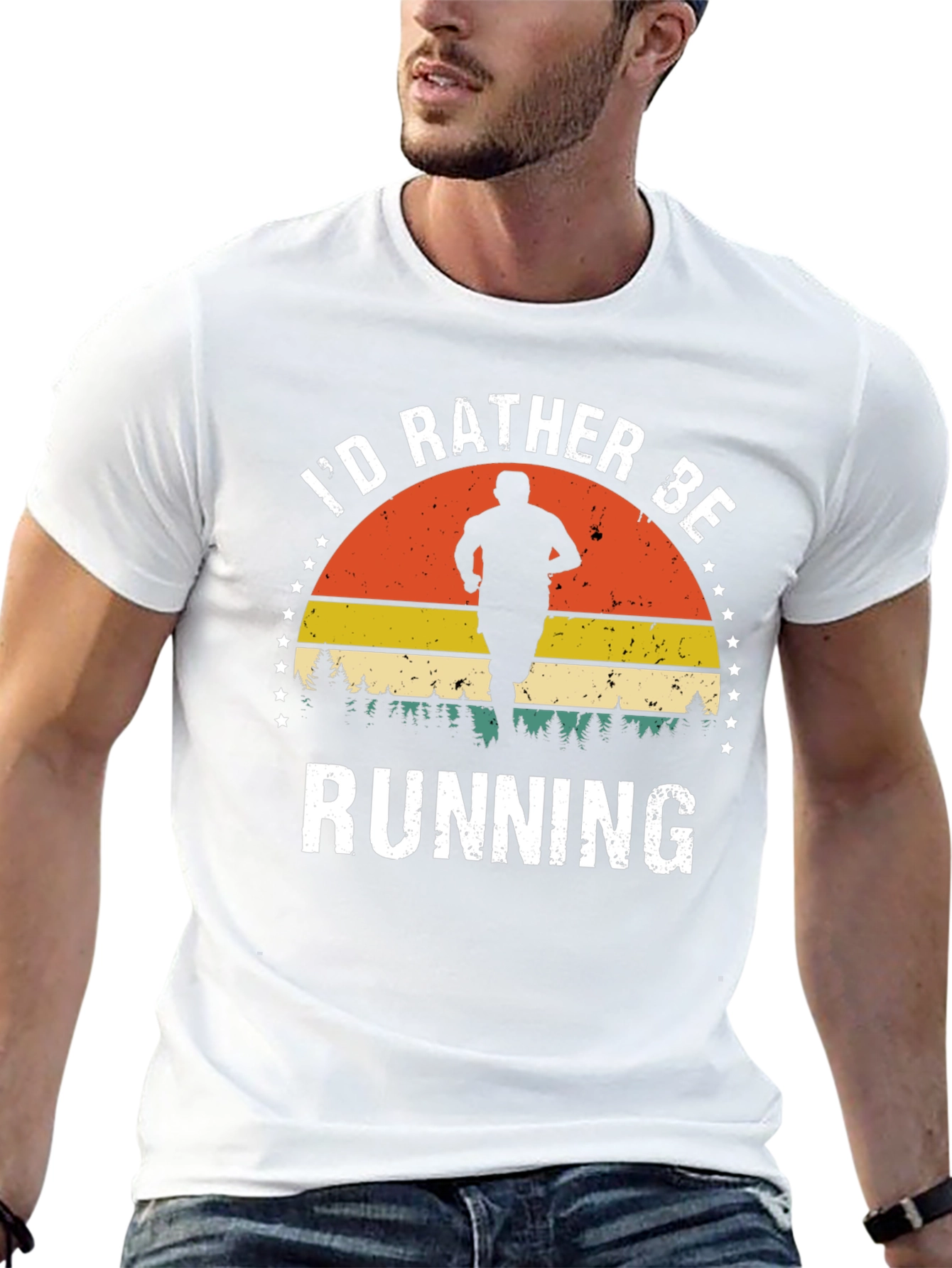 Black Retro "I'd Rather Be Running" Graphic Tee view 13