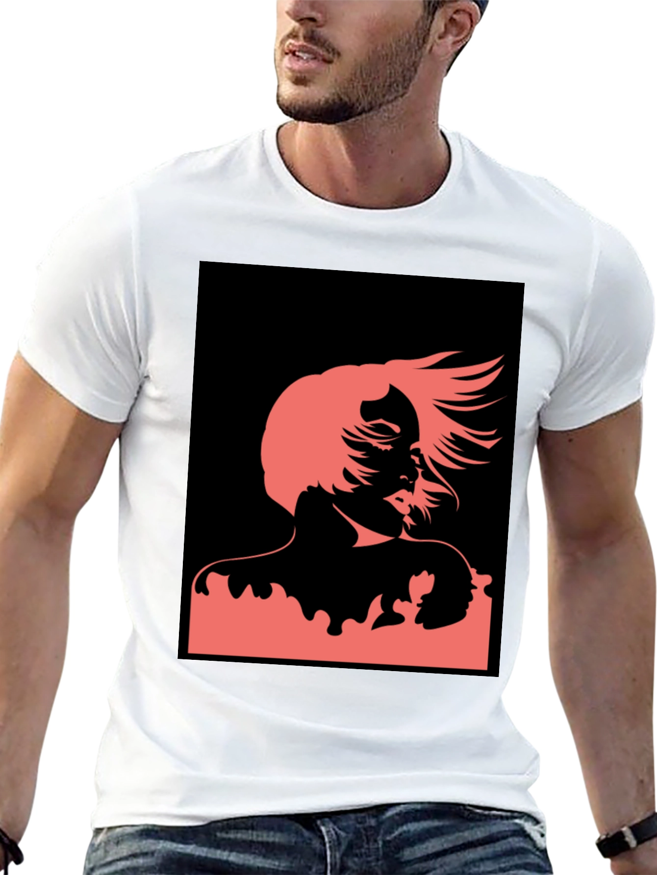 Black Abstract Woman Graphic Black T-Shirt view 13