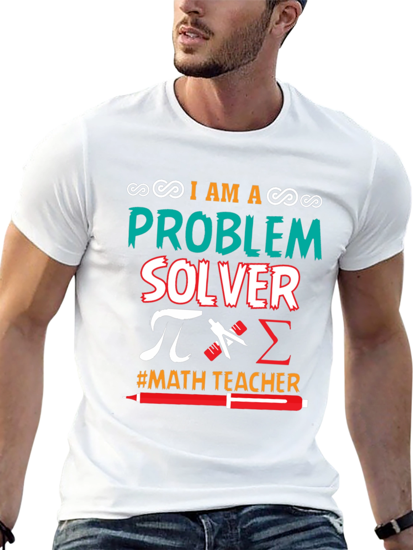 Black I Am a Problem Solver Math Teacher T-Shirt view 13