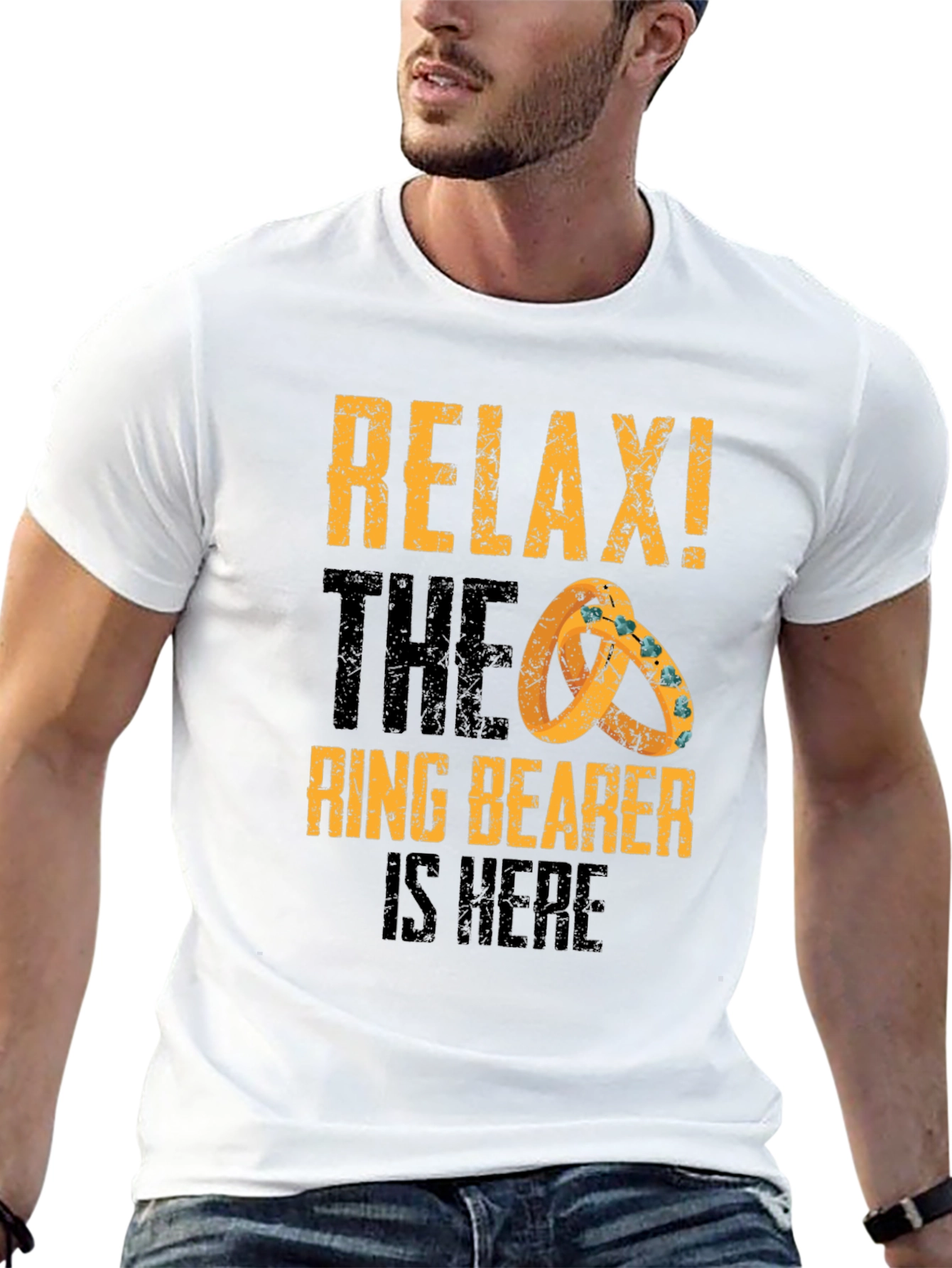 Black Relax! The Ring Bearer Is Here Graphic T-Shirt view 13