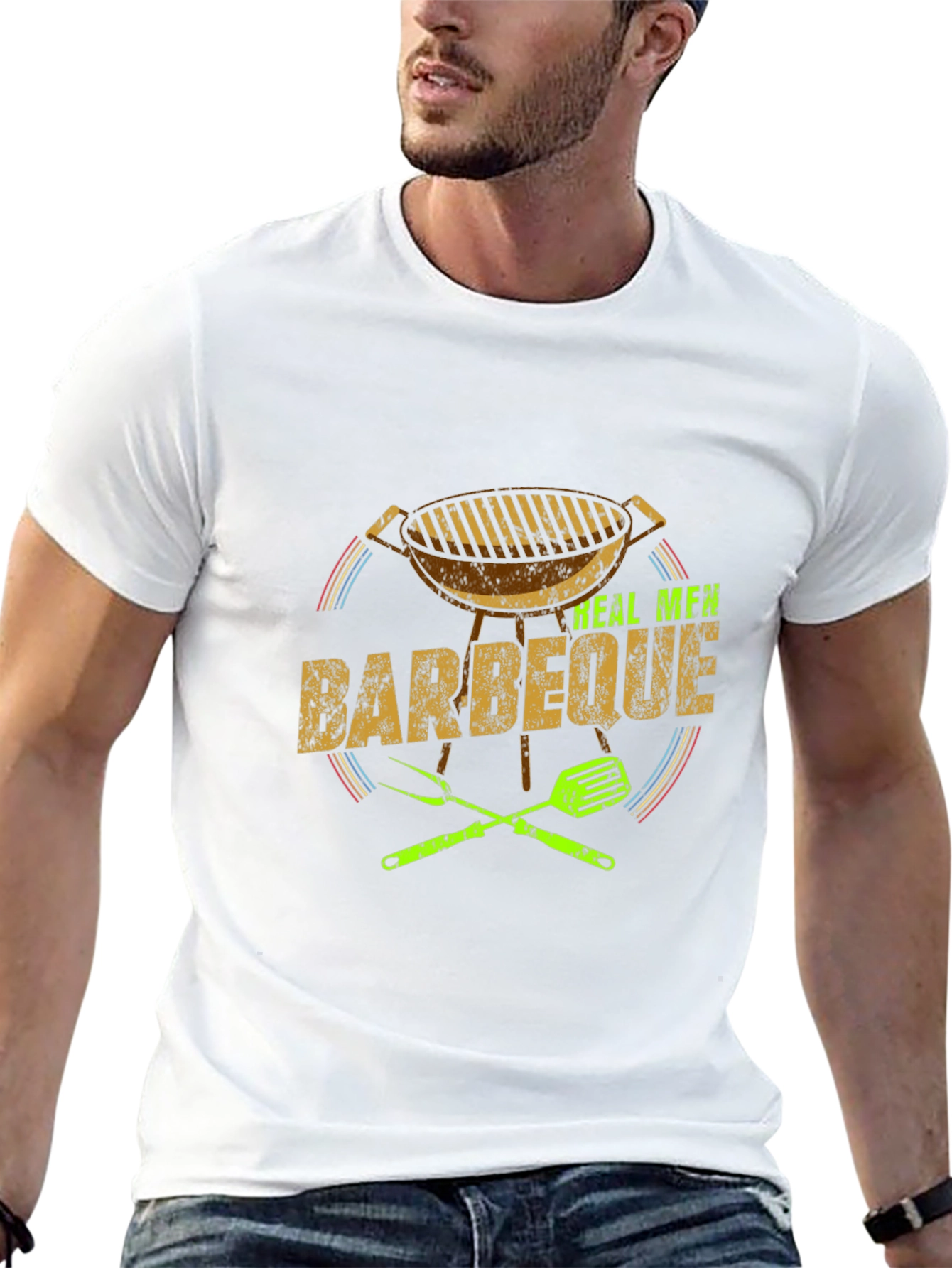 Black Real Men Barbeque T-Shirt view 13