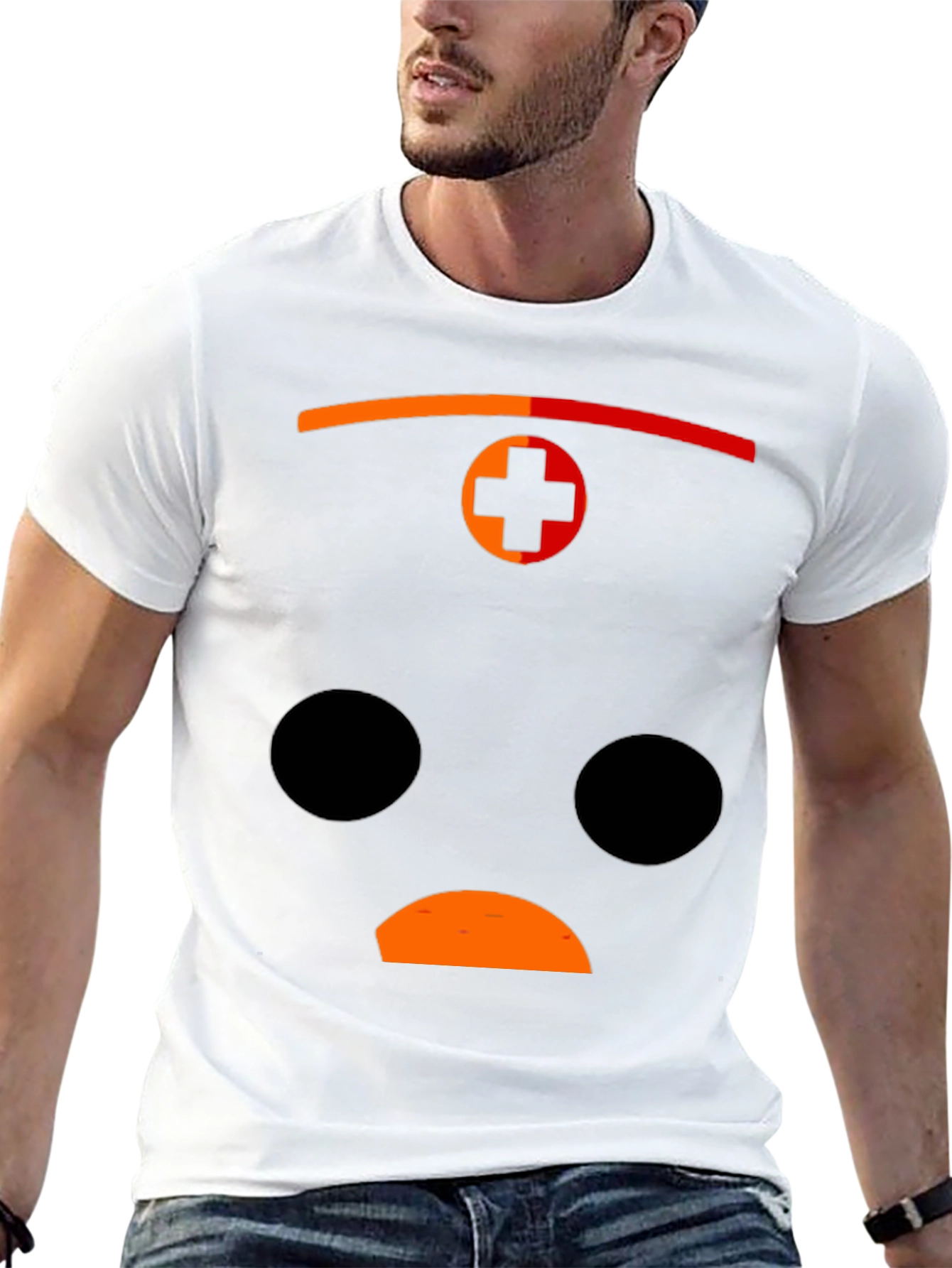 Black Graphic Print Black T-Shirt with Sad Face Design view 13