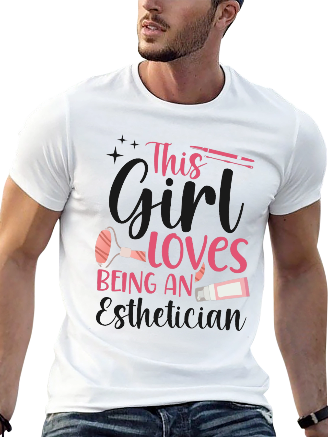 Black Esthetician T-Shirt: "This Girl Loves Being An Esthetician" view 13