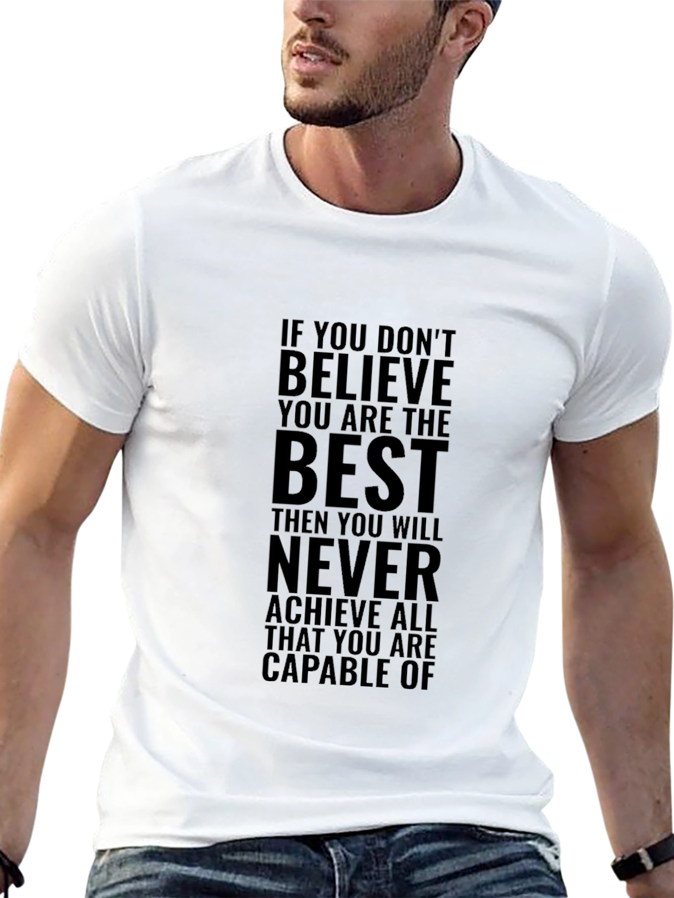 Black Believe In Yourself Graphic T-Shirt - Motivational Tee view 13