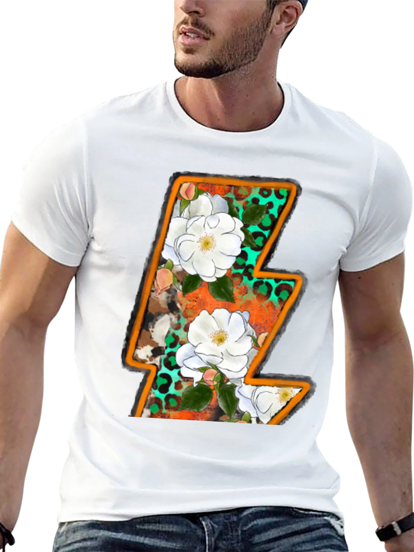 Black Floral Lightning Bolt Graphic Tee view 13