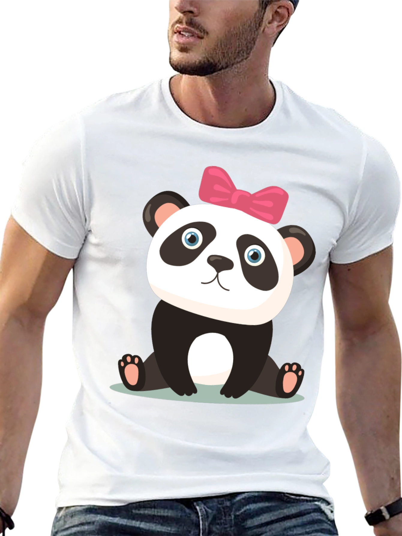 Black Cute Panda Bear Graphic Black T-Shirt view 13