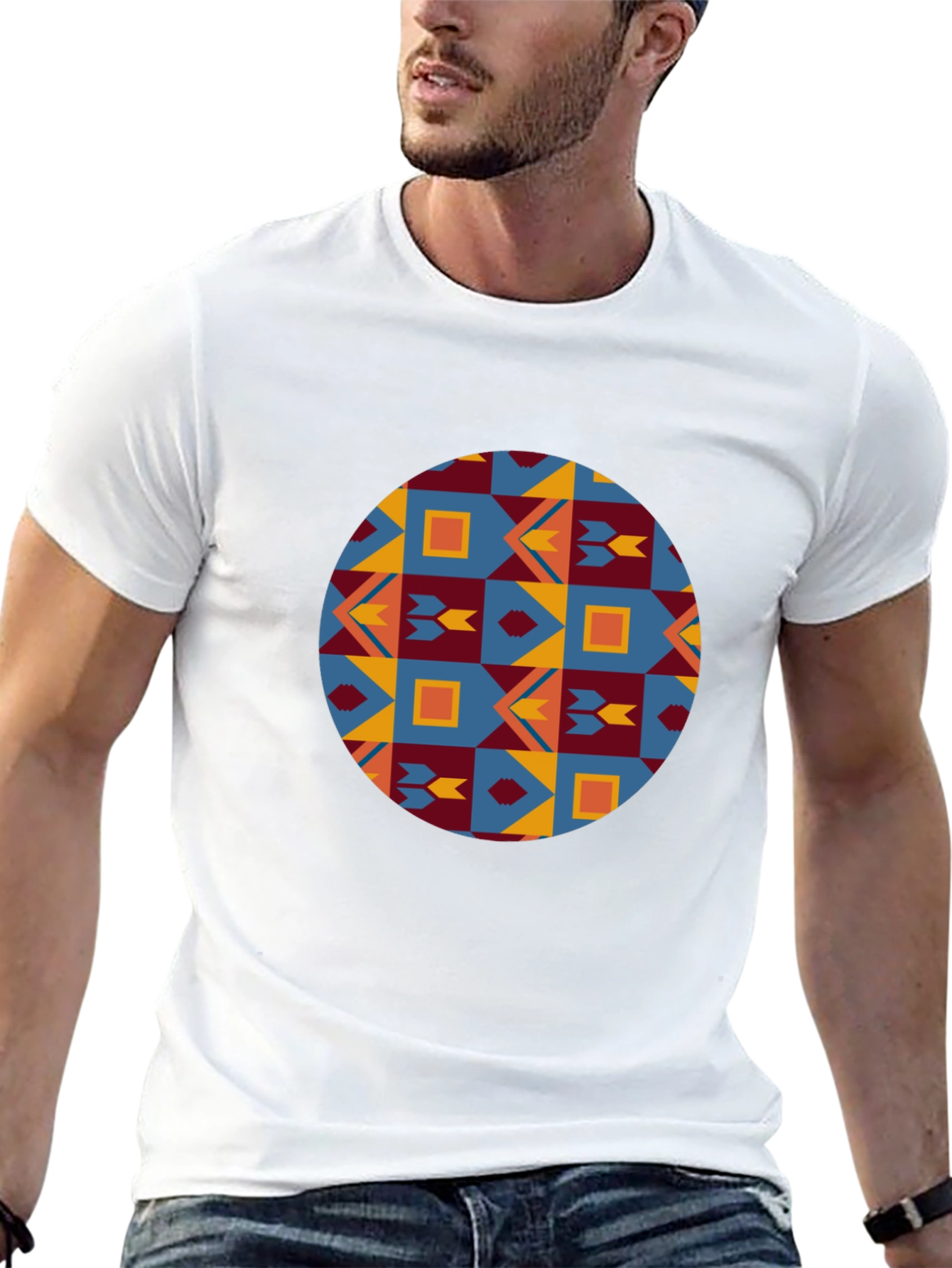 Black Geometric Circle Pattern Tee view 13