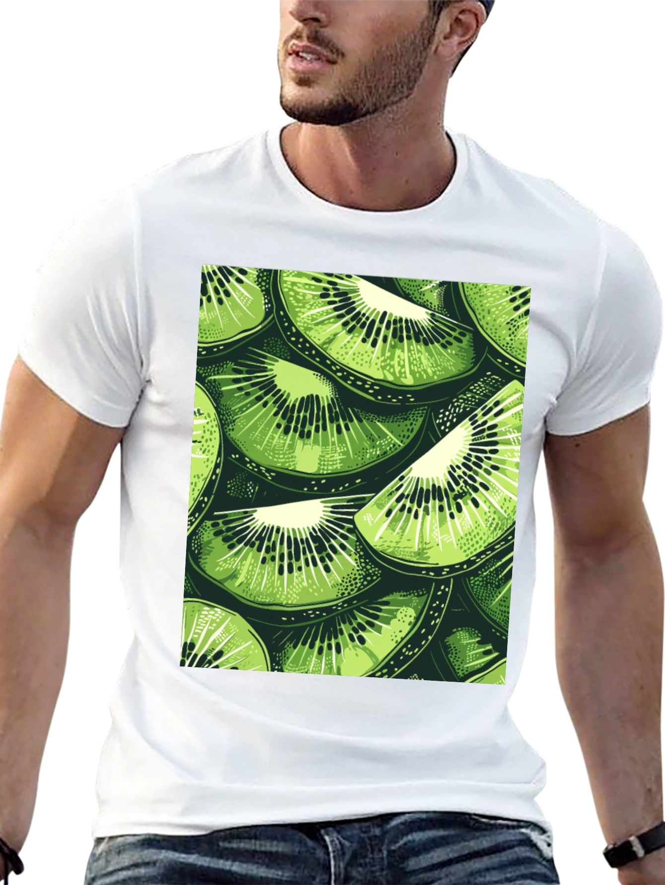 Black Kiwi Slice Print Tee - Fresh Summer Style! view 13