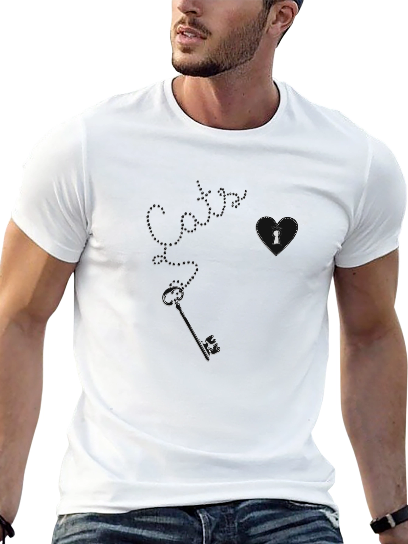 Black Key to My Heart T-Shirt - Stylish Graphic Tee view 13