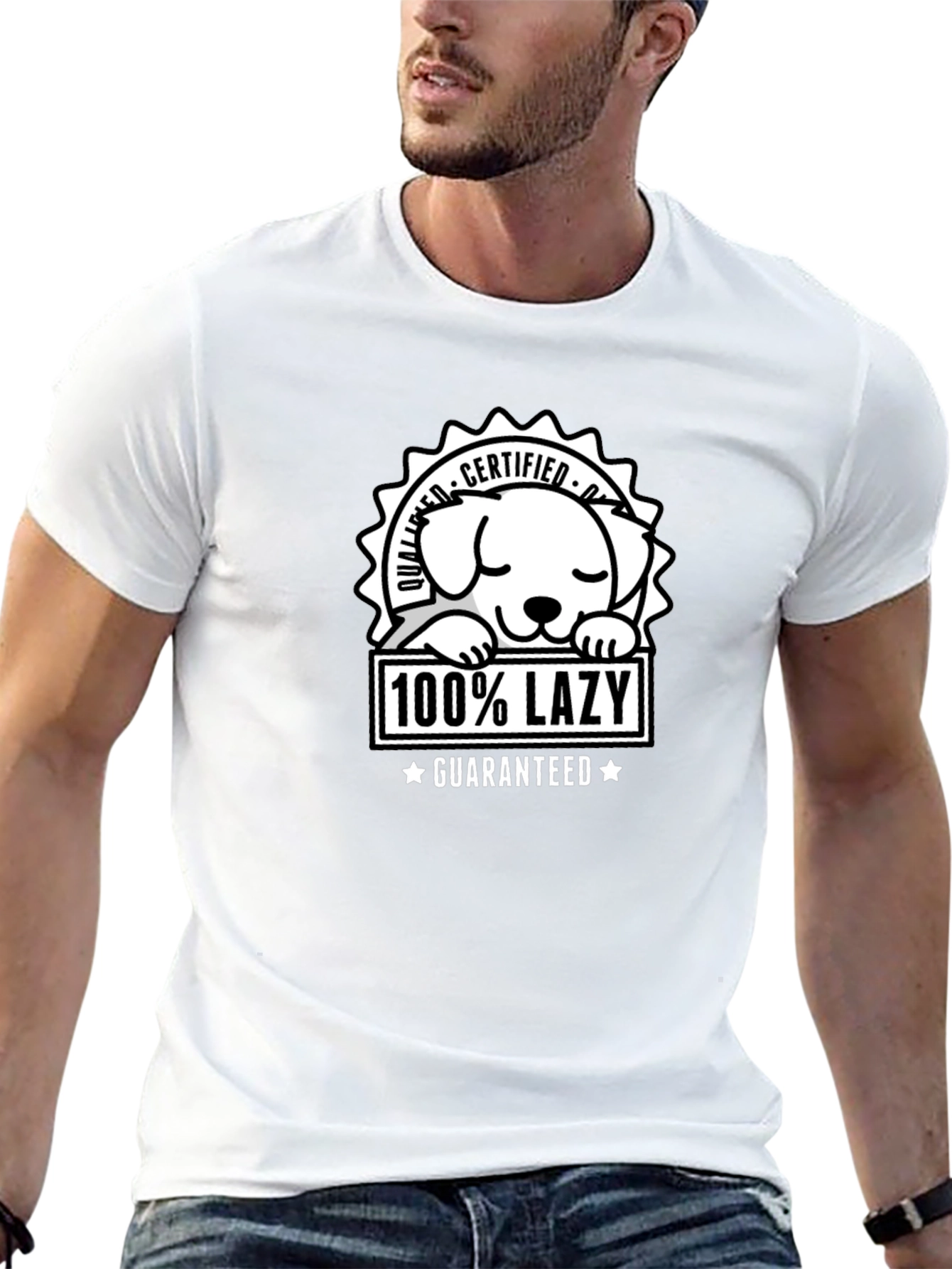 Black 100% Lazy Certified Dog T-Shirt view 13