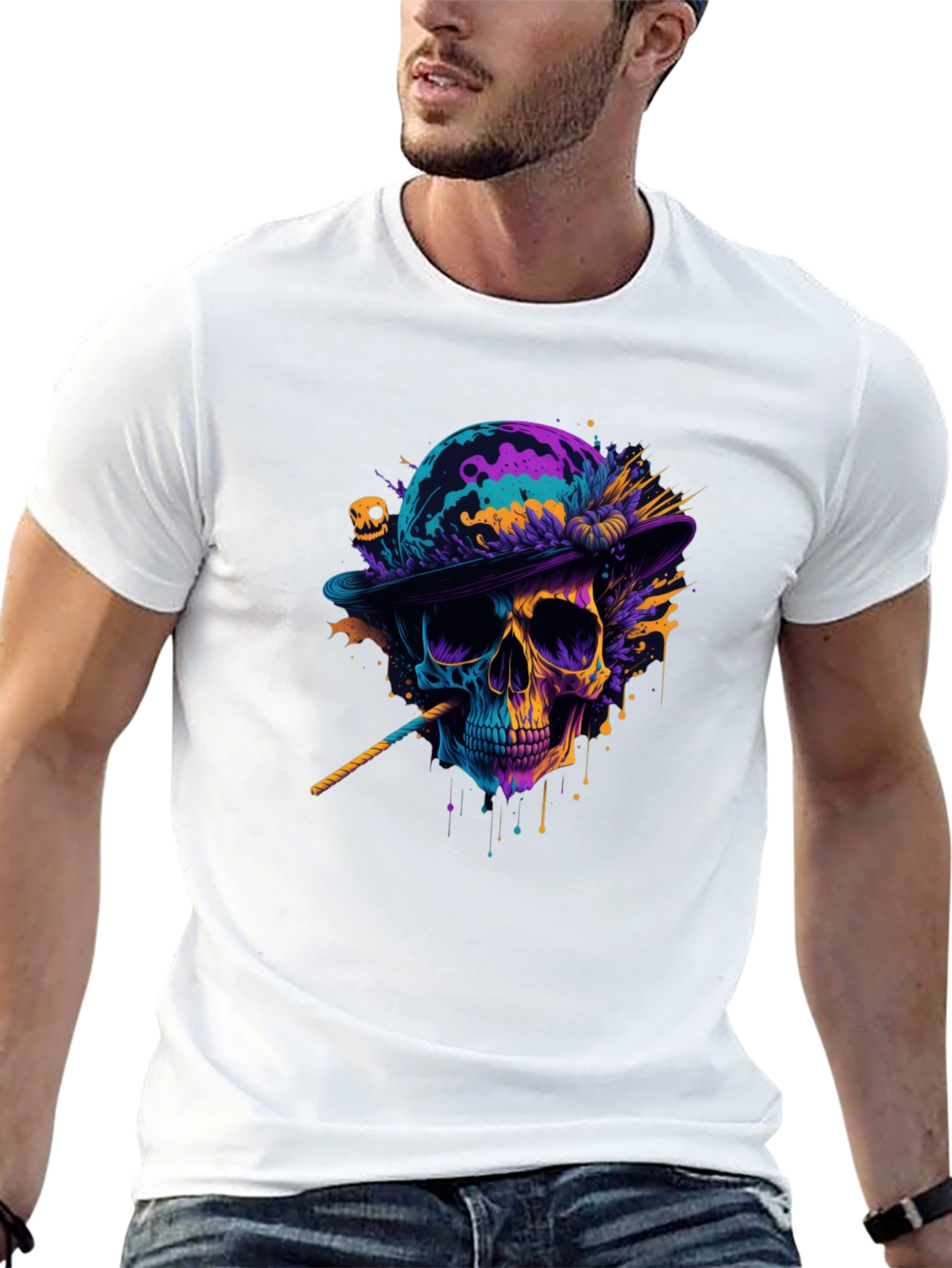 Black Skull Graphic T-Shirt - Vibrant Art Tee view 13