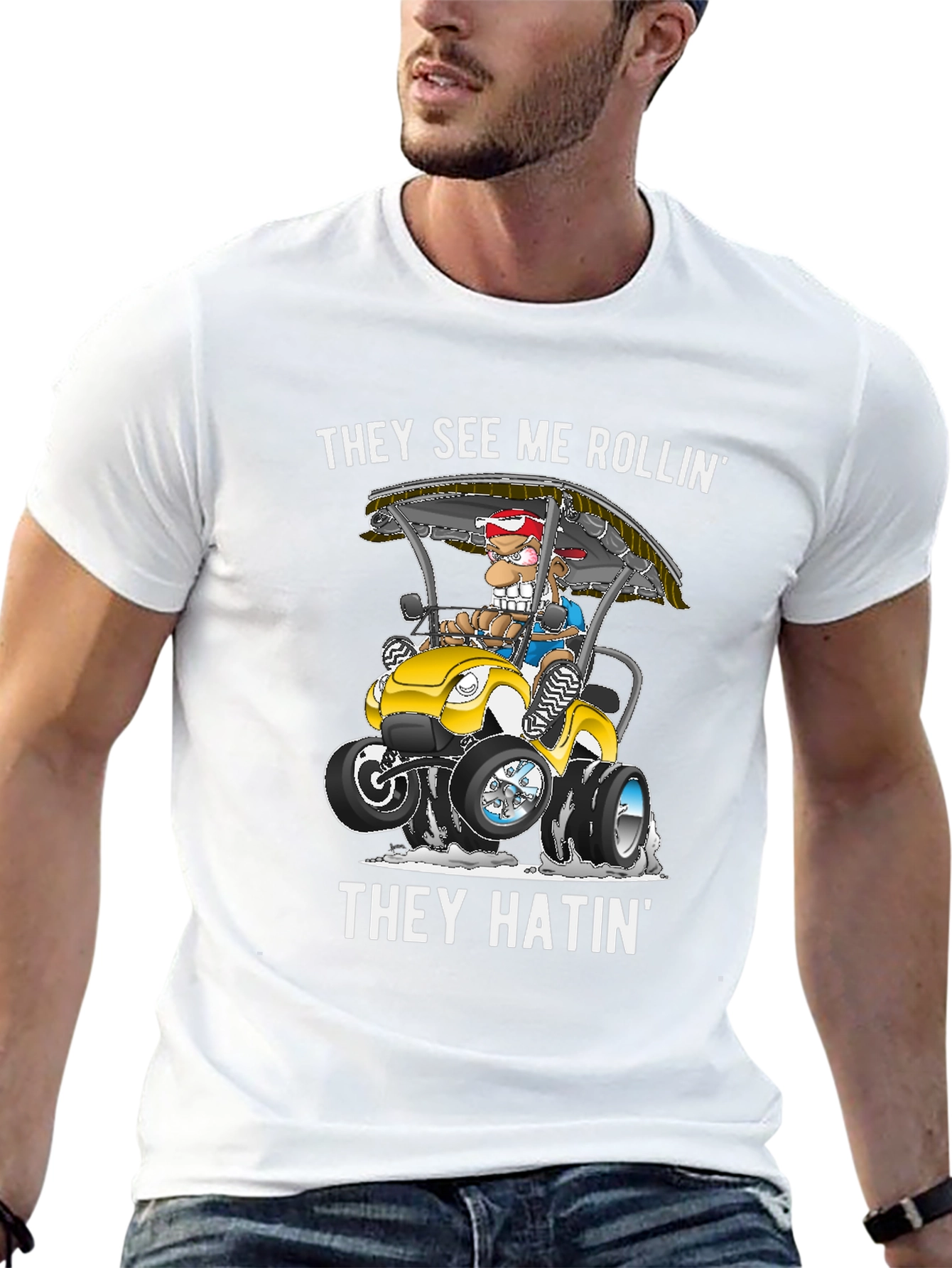 Black They See Me Rollin' T-Shirt Funny Graphic Tee view 13