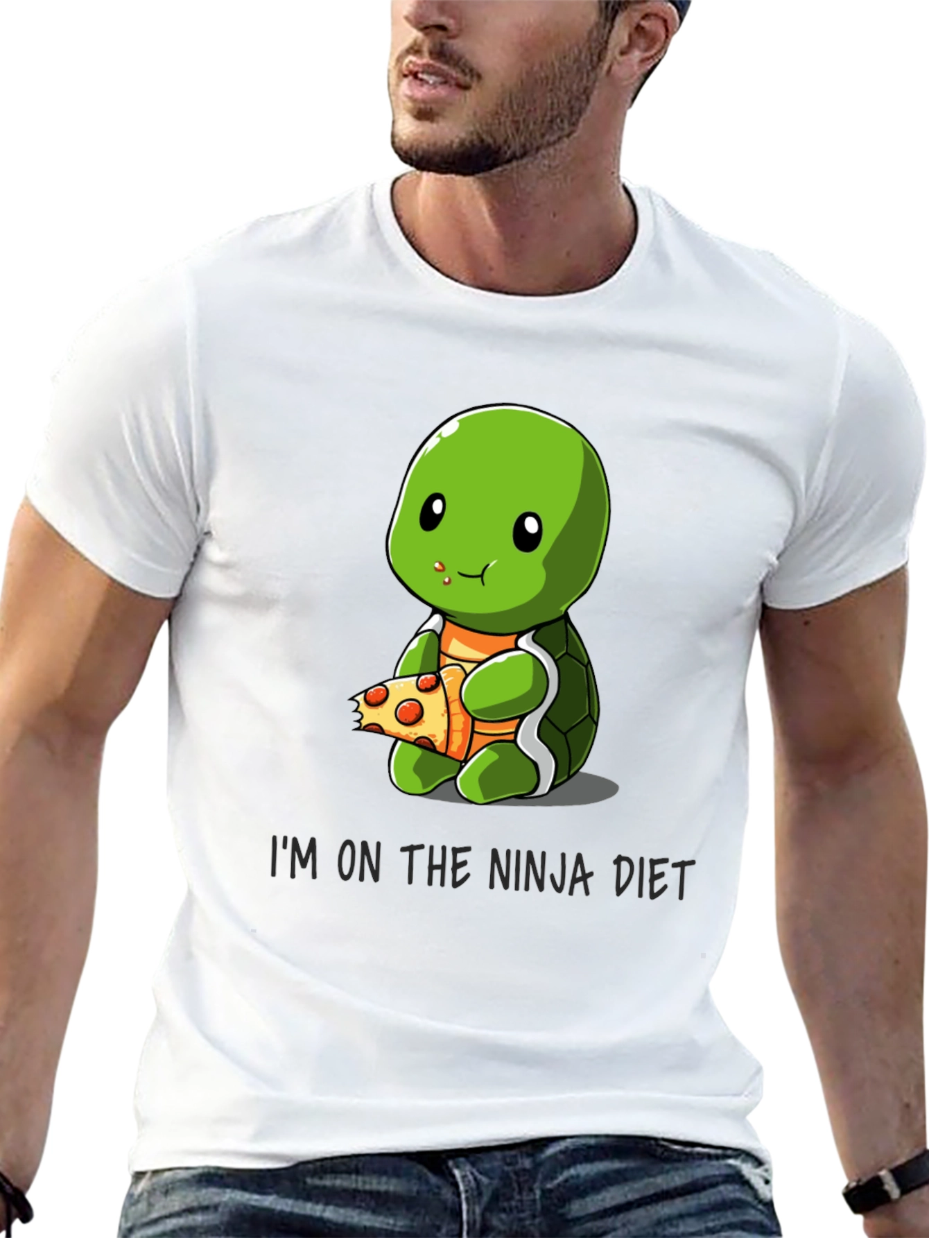Black Ninja Turtle Diet T-Shirt Funny Pizza Lover Tee view 13