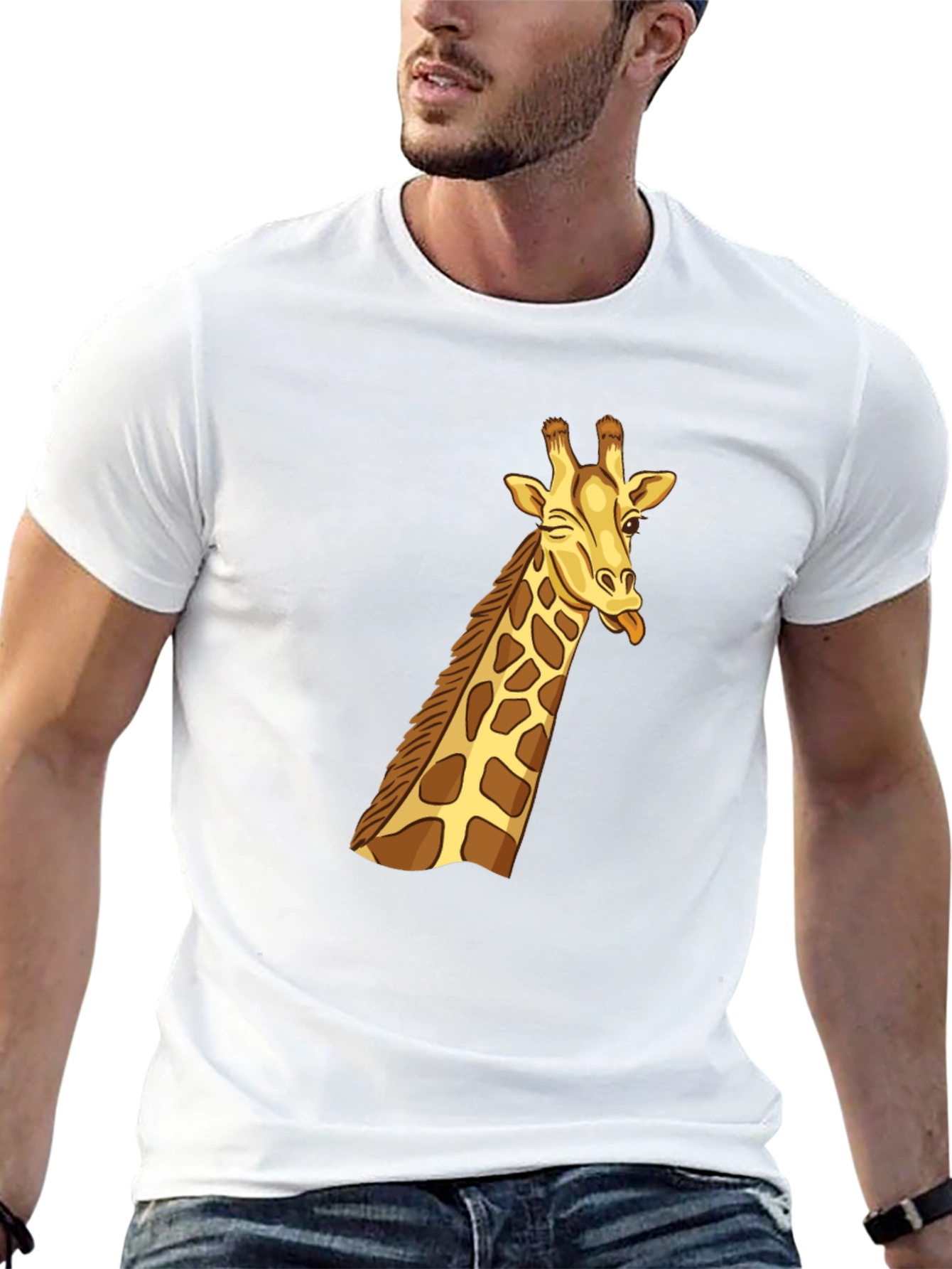 Black Black Giraffe Graphic Tee - Novelty Cartoon T-Shirt view 13