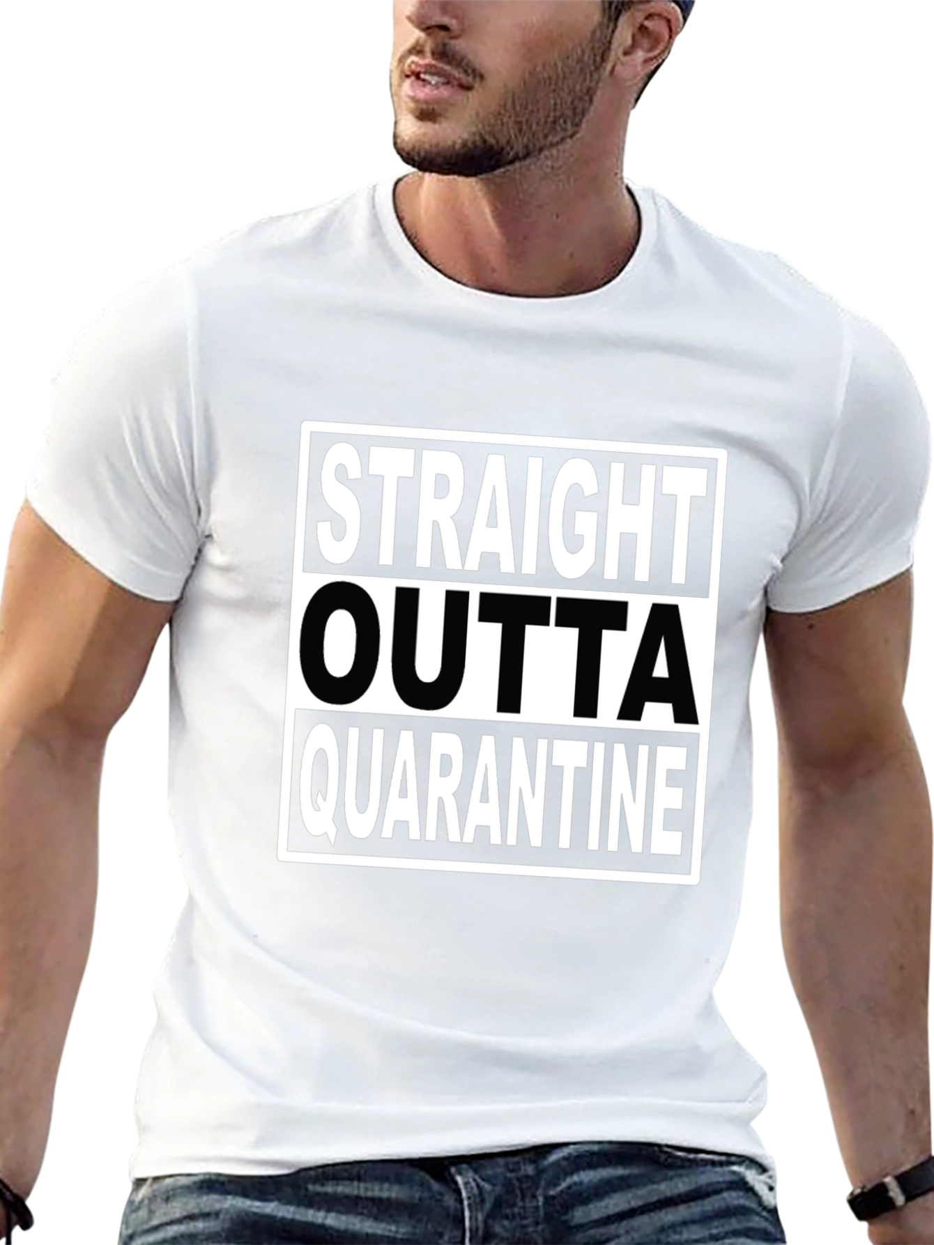 Black Straight Outta Quarantine Black T-Shirt view 13