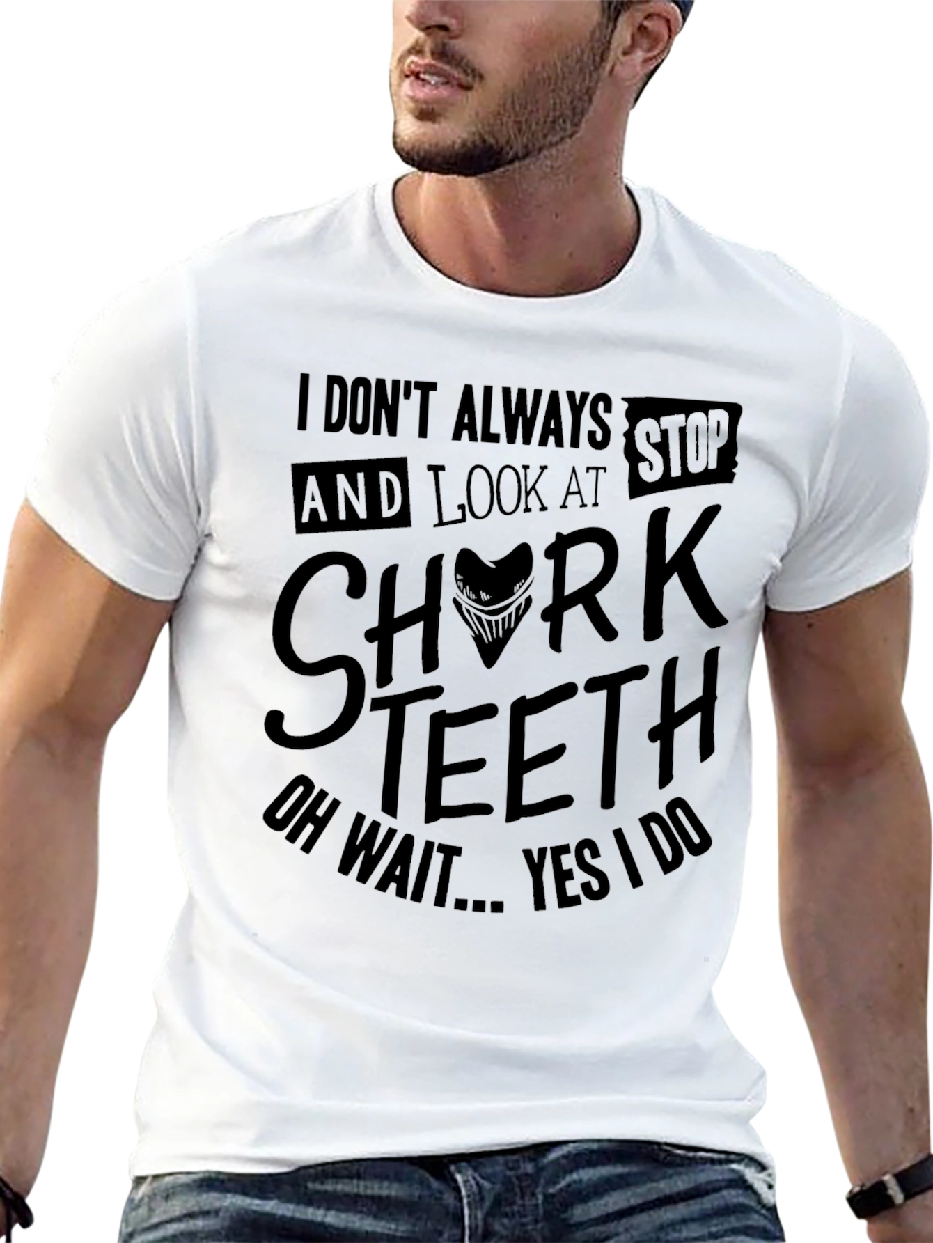 Black Shark Teeth Graphic Novelty Men's T-Shirt view 13