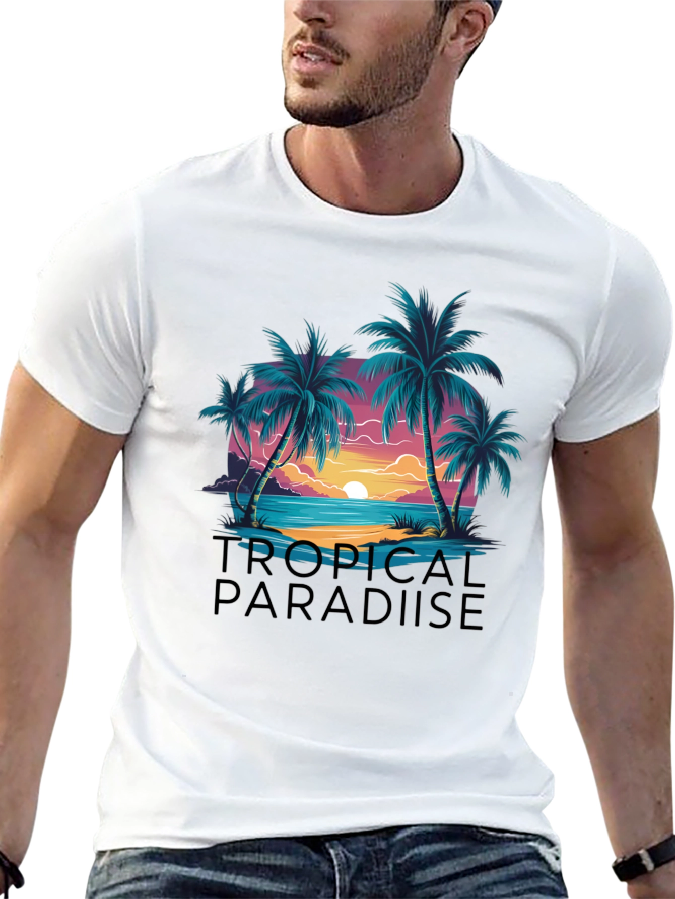 Black Tropical Paradise Graphic Tee - Island Getaway view 13