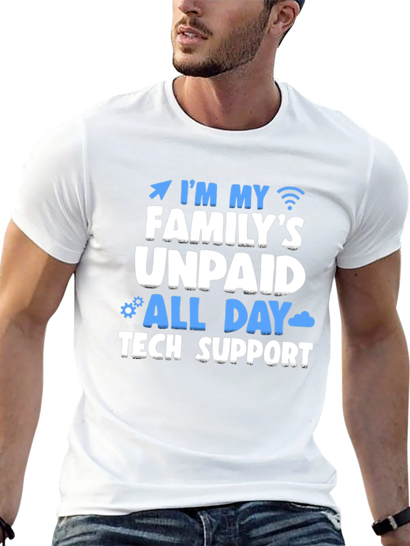 Black Unpaid Family Tech Support T-Shirt - Funny Geek Tee view 13