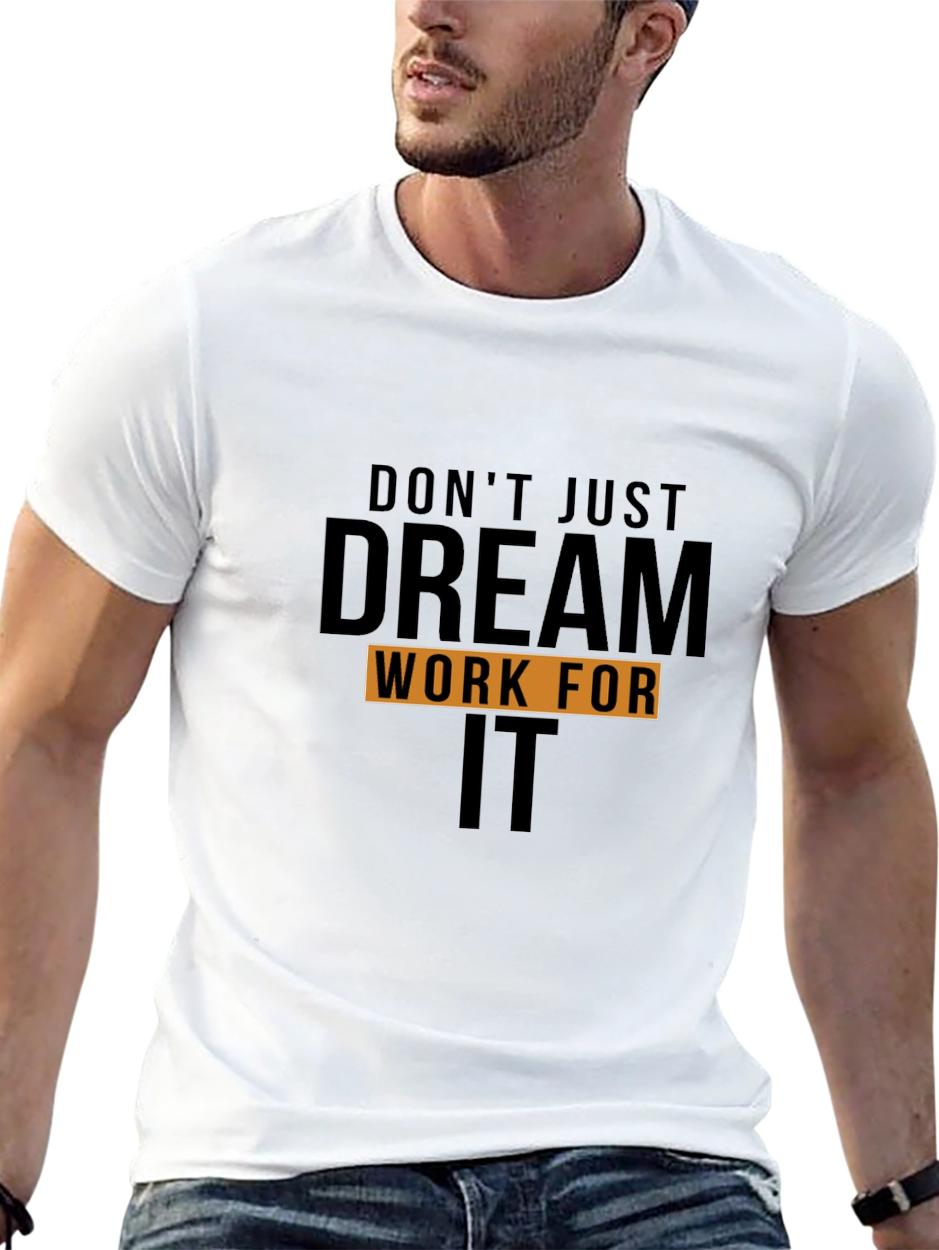 Black Motivational "Dream Work It" Black T-Shirt view 13