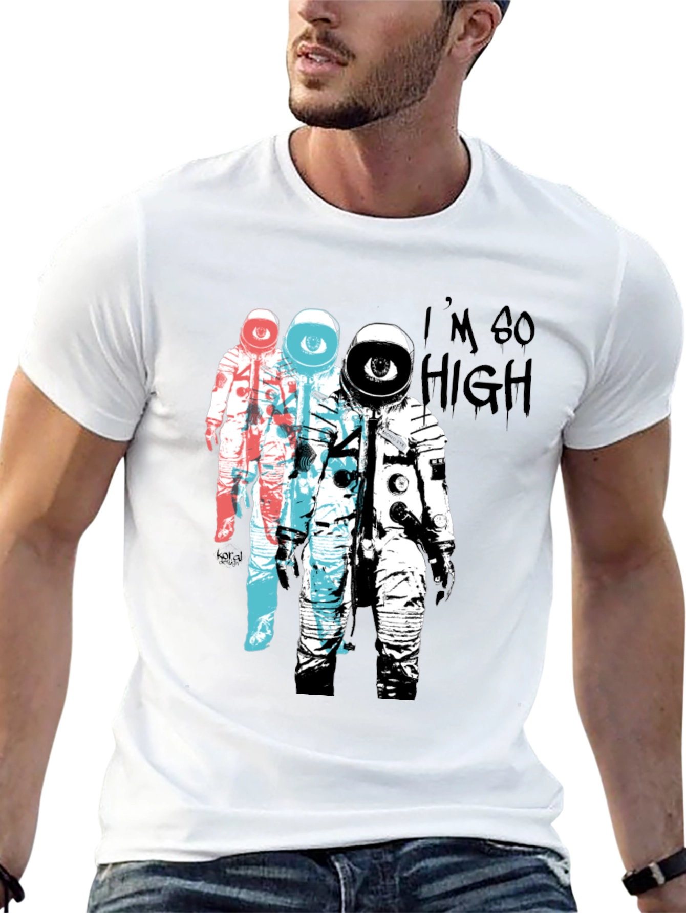 Black Astronaut Eye T-Shirt - I'm So High Graphic Tee view 13