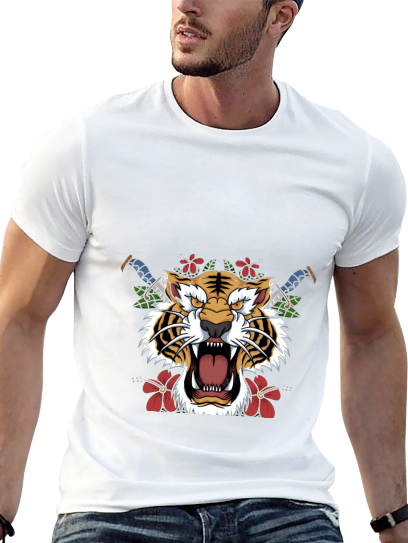 Black Tiger Graphic Print Black T-Shirt view 13