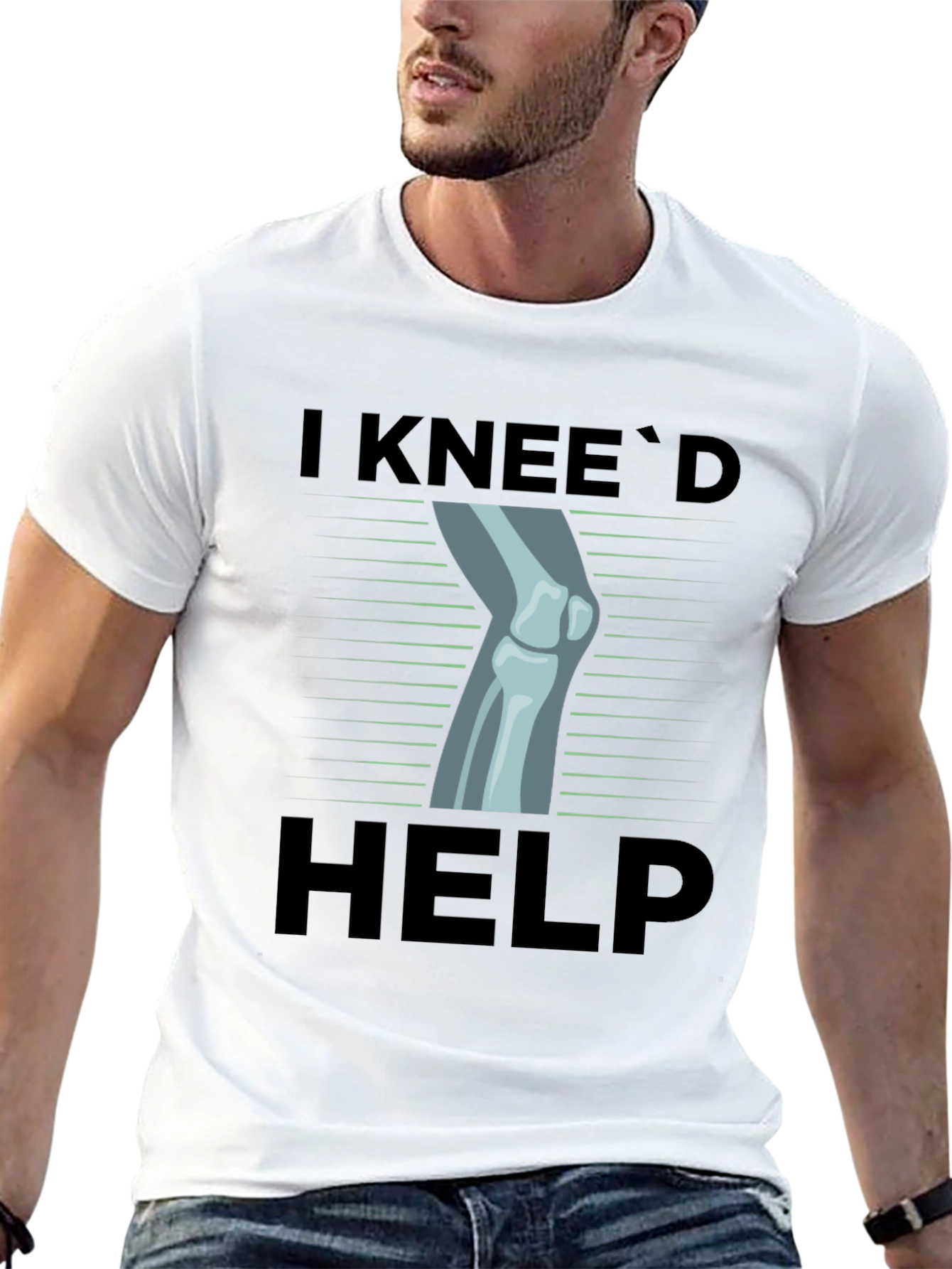 Black I Knee'd Help Funny Bone T-Shirt view 13