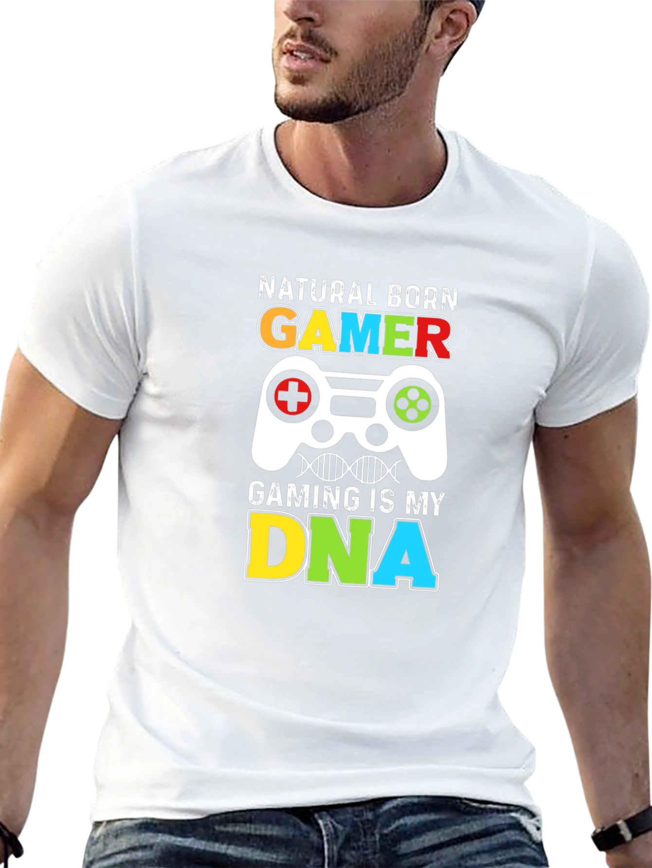Black Natural Born Gamer T-Shirt - Gaming is My DNA view 13