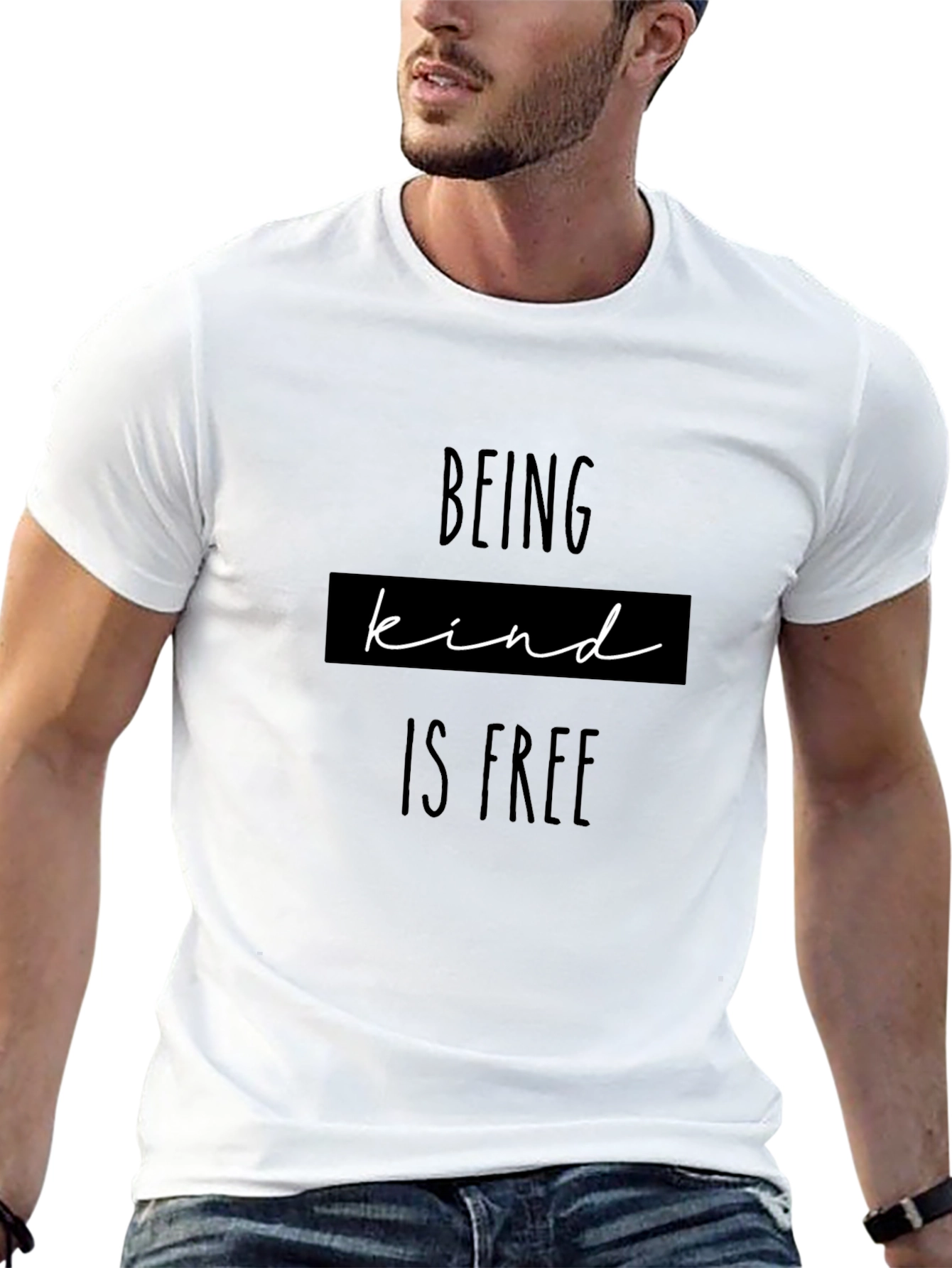 Black Being Kind Is Free Graphic Tee - Casual Black Shirt view 13