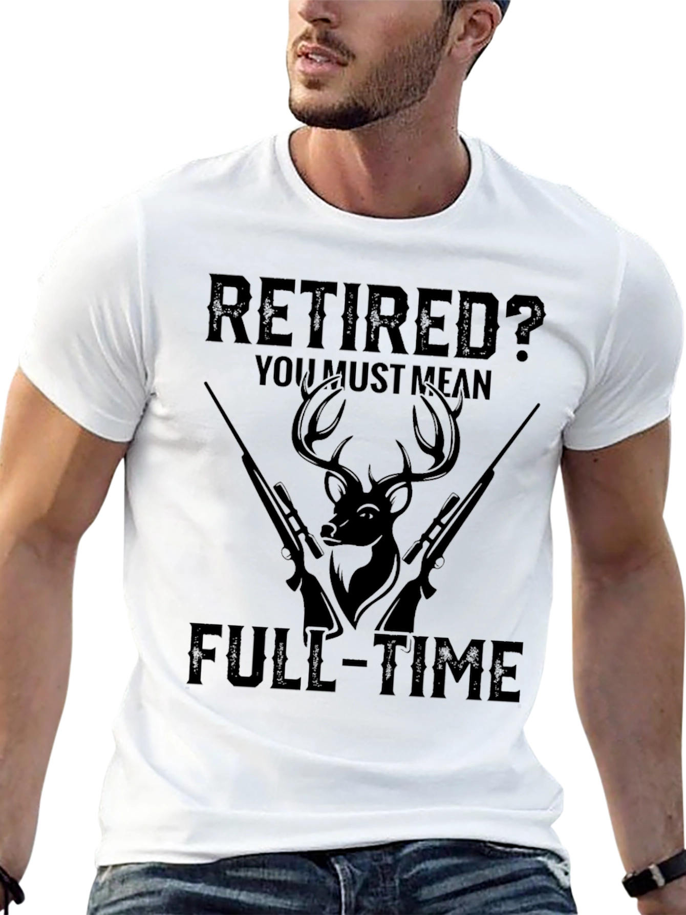 Black Retired? Full-Time Hunter T-Shirt view 13