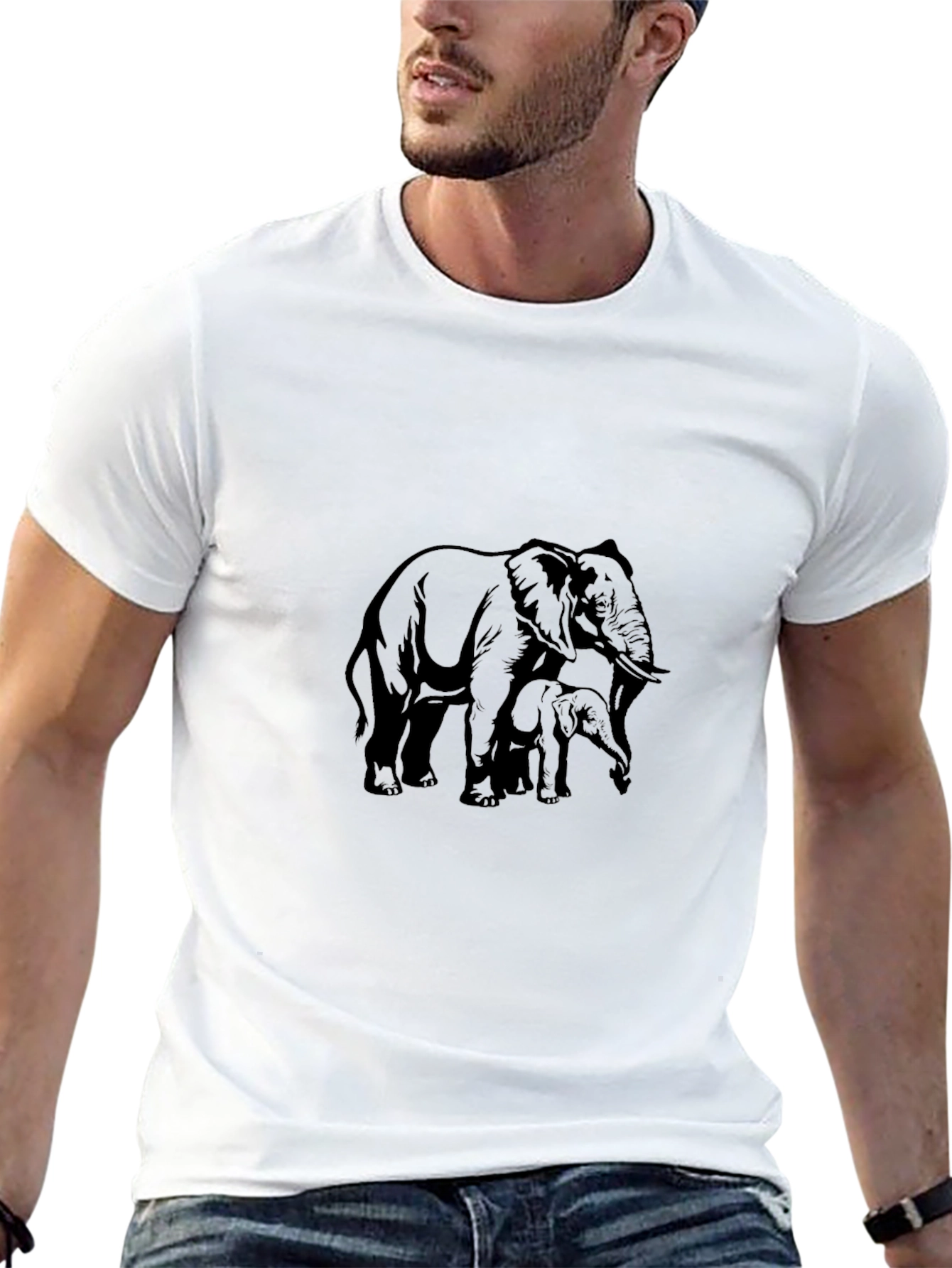Black Elephant Graphic T-Shirt - Black Cotton Tee view 13