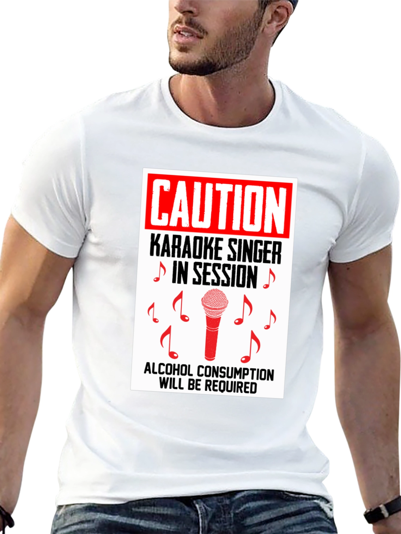 Black Karaoke Singer Caution T-Shirt view 13